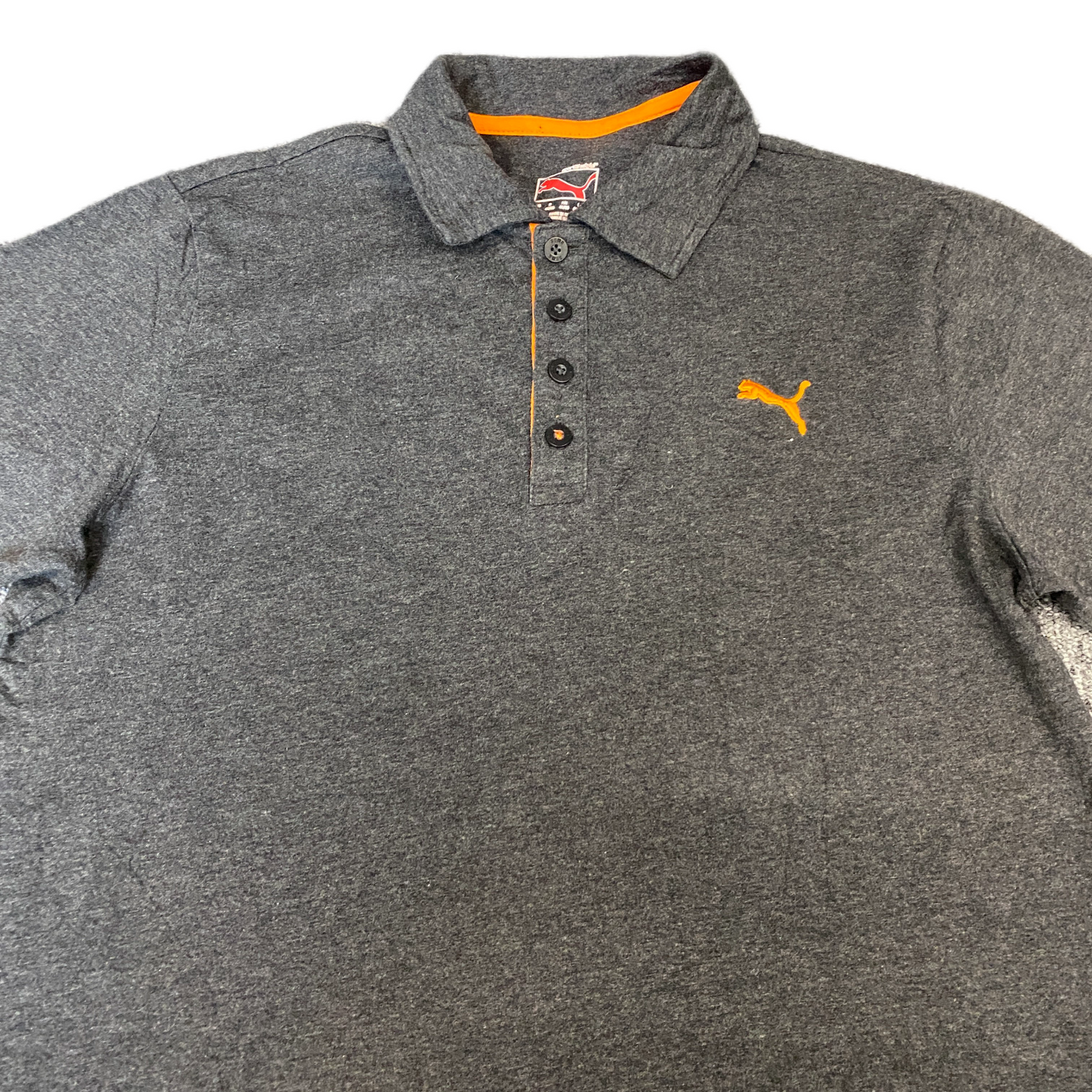 PUMA Polo Shirt Mens M Dark Grey Golf Performance High Low Short Sleeve Popover