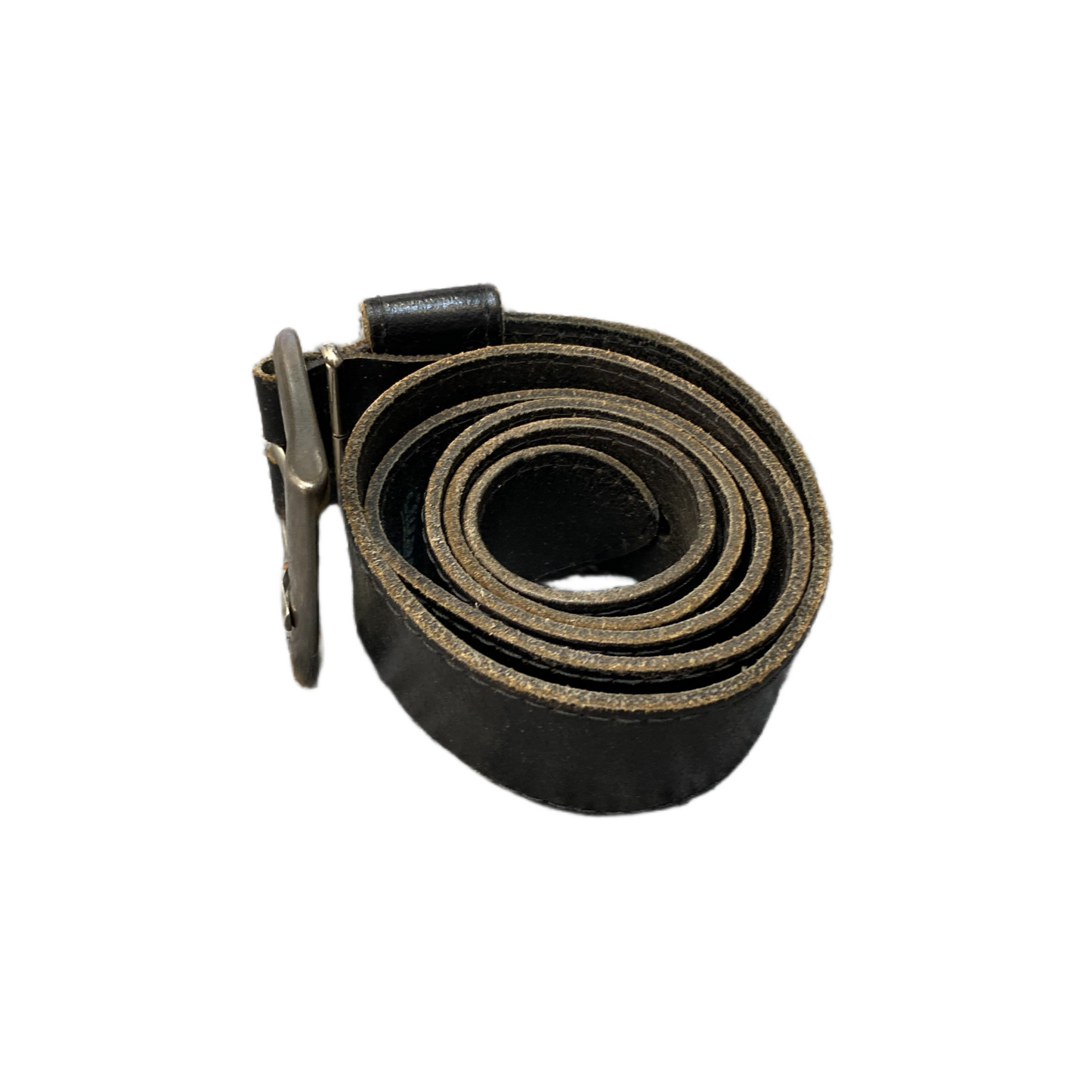 Waist Belt Mens Black Leather Adjustable Classic Silver Pin Buckle 38.5 Inches