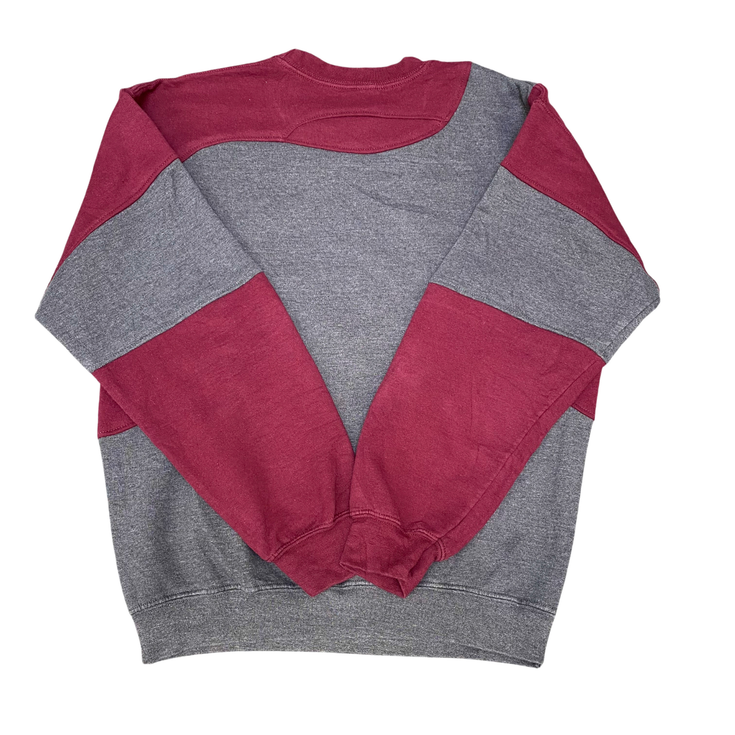 Nike Reworked Sweatshirt Mens Medium Grey Red Embroidered Spell Out Logo