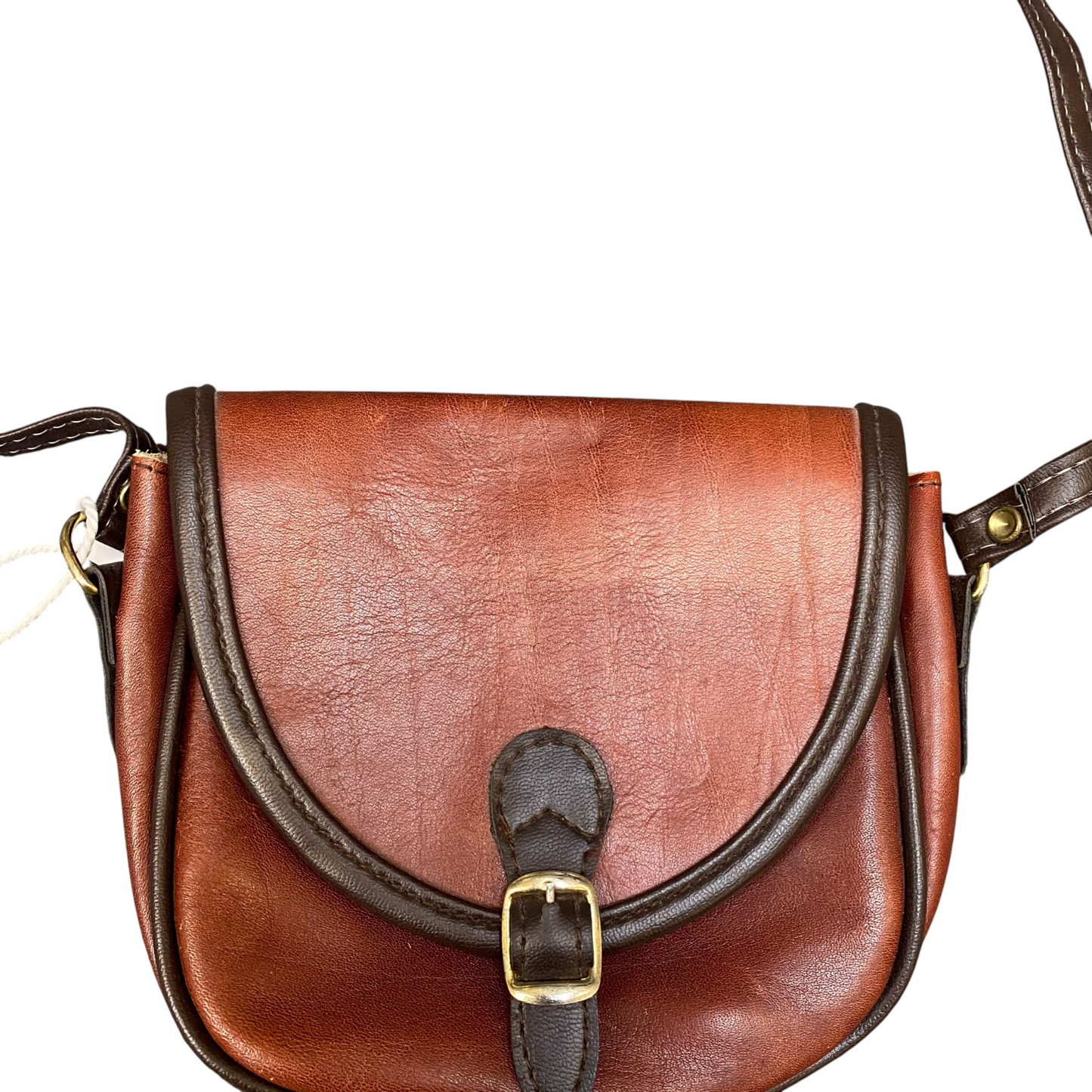 Womens Crossbody Bag Brown Leather Boho Hippie Southwestern Rare Buckle Closure