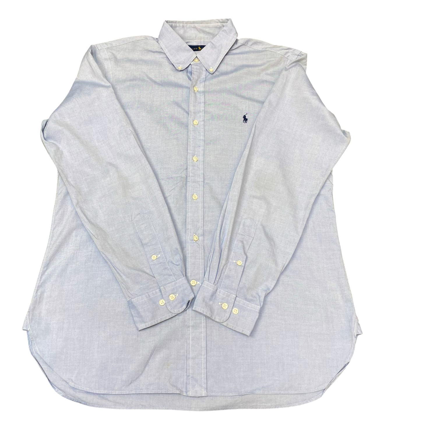 Ralph Lauren Formal Shirt Mens L Blue Long Sleeve Collar Pony Logo Button Down