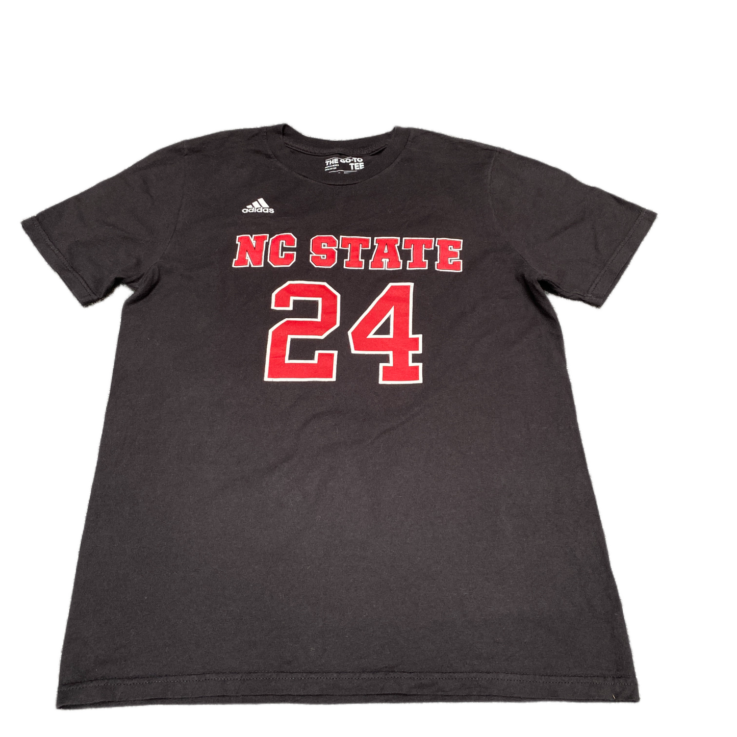 NC State Wolfpack T-Shirt Boys Medium Black Adidas Football Sports Pullover Tee