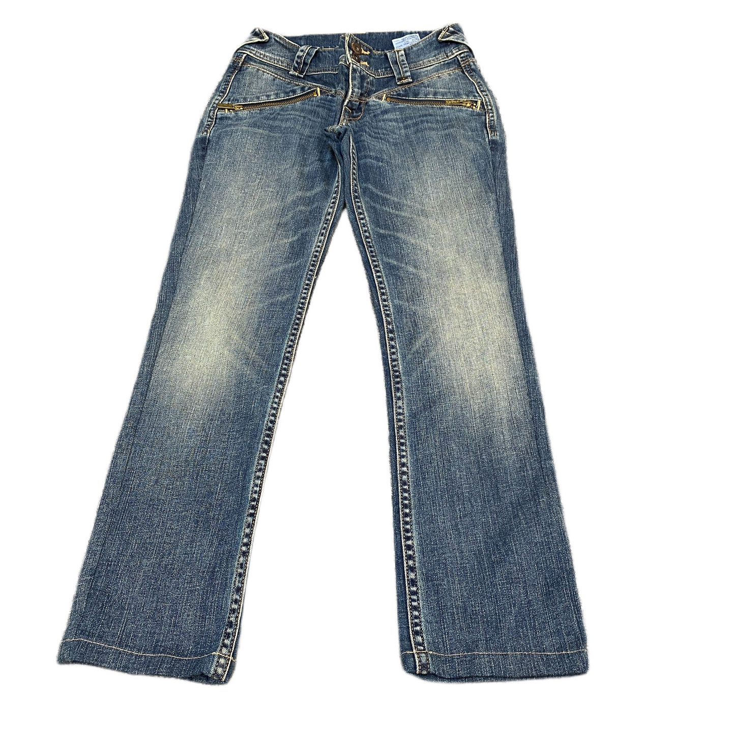 Levi's Jeans Fits as Womens 26" Waist Blue Denim Zip Pockets Red Tab High Waist