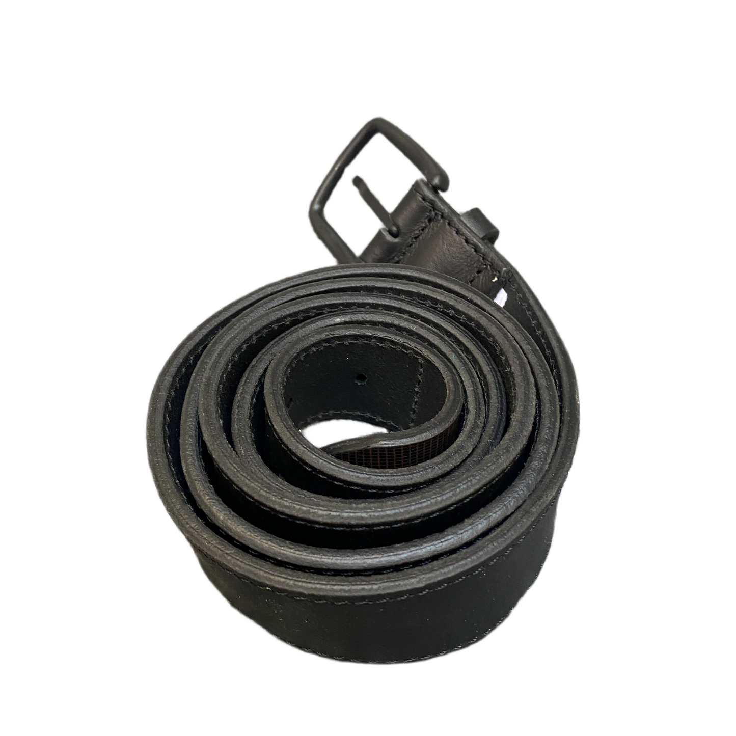 Waist Belt Mens Black Leather Adjustable Matte Black Pin Buckle 48 inches