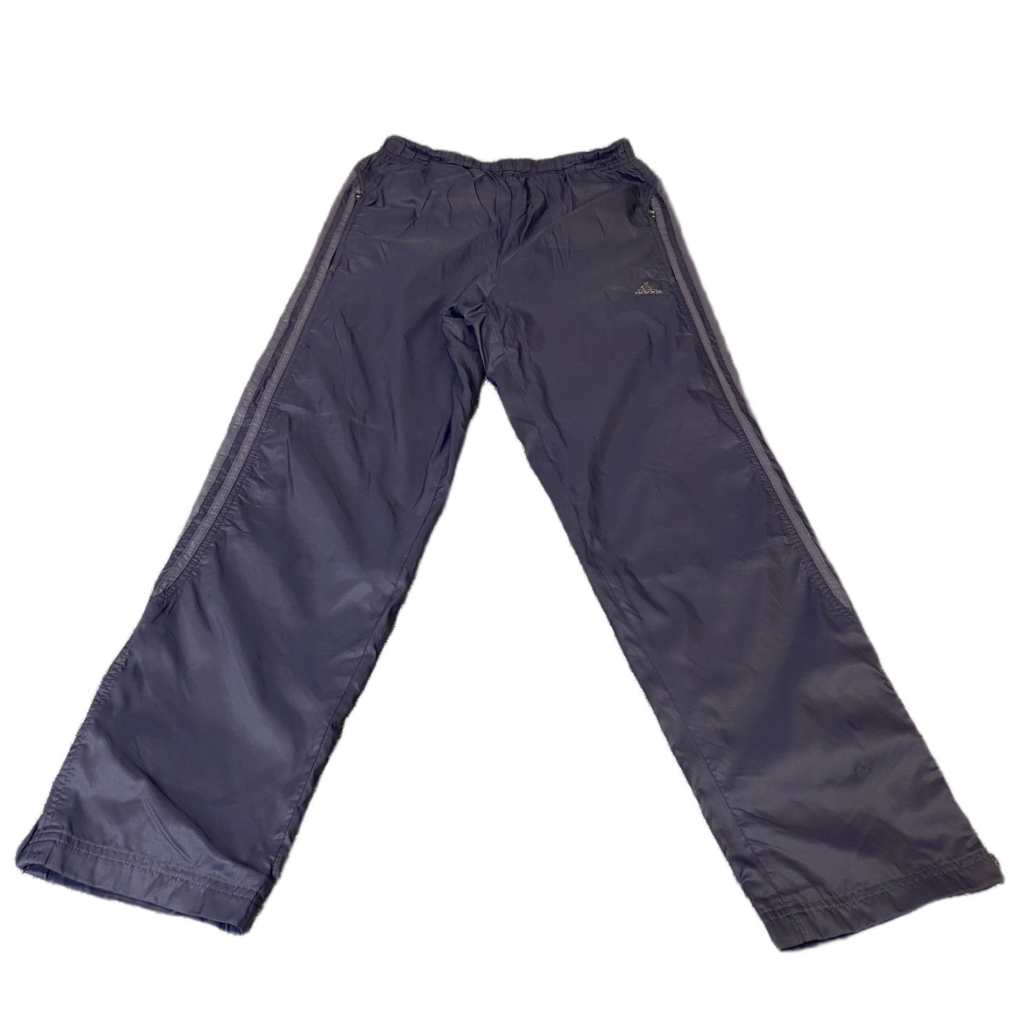 Adidas Joggers Fits as Women 27" Waist Navy Lined Windbreaker Ankle Zip Trousers