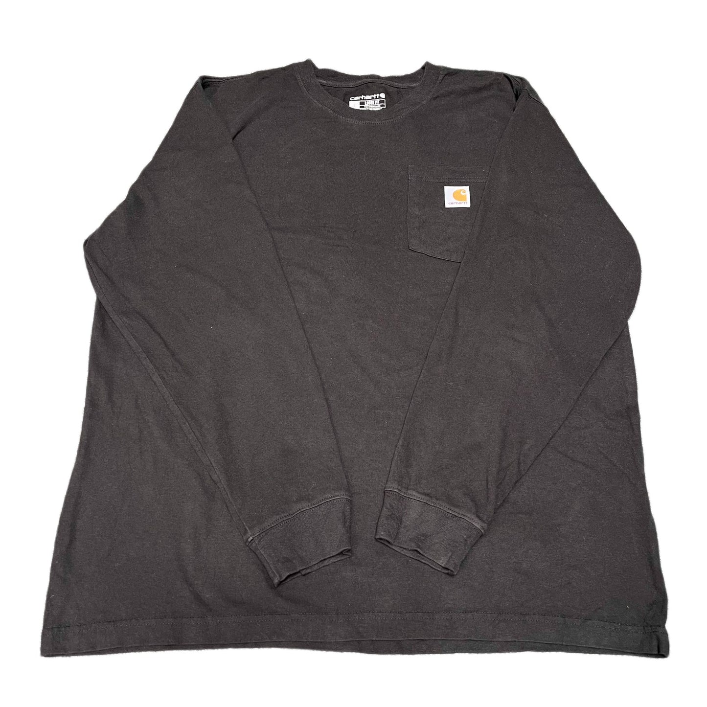 Carhartt Pocket T-Shirt Mens Large Black Loose Fit Long Sleeve Pullover Tee