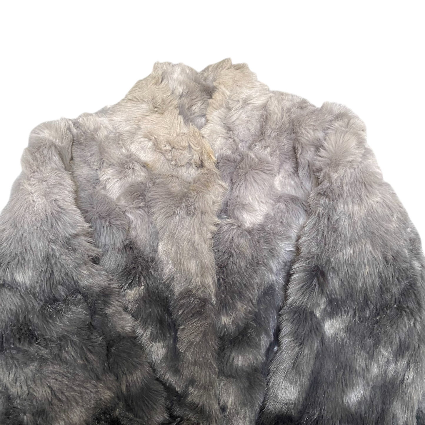 Incognita Faux Fur Jacket Womens Large Grey Dip Dye Lined Long Sleeve Open Front