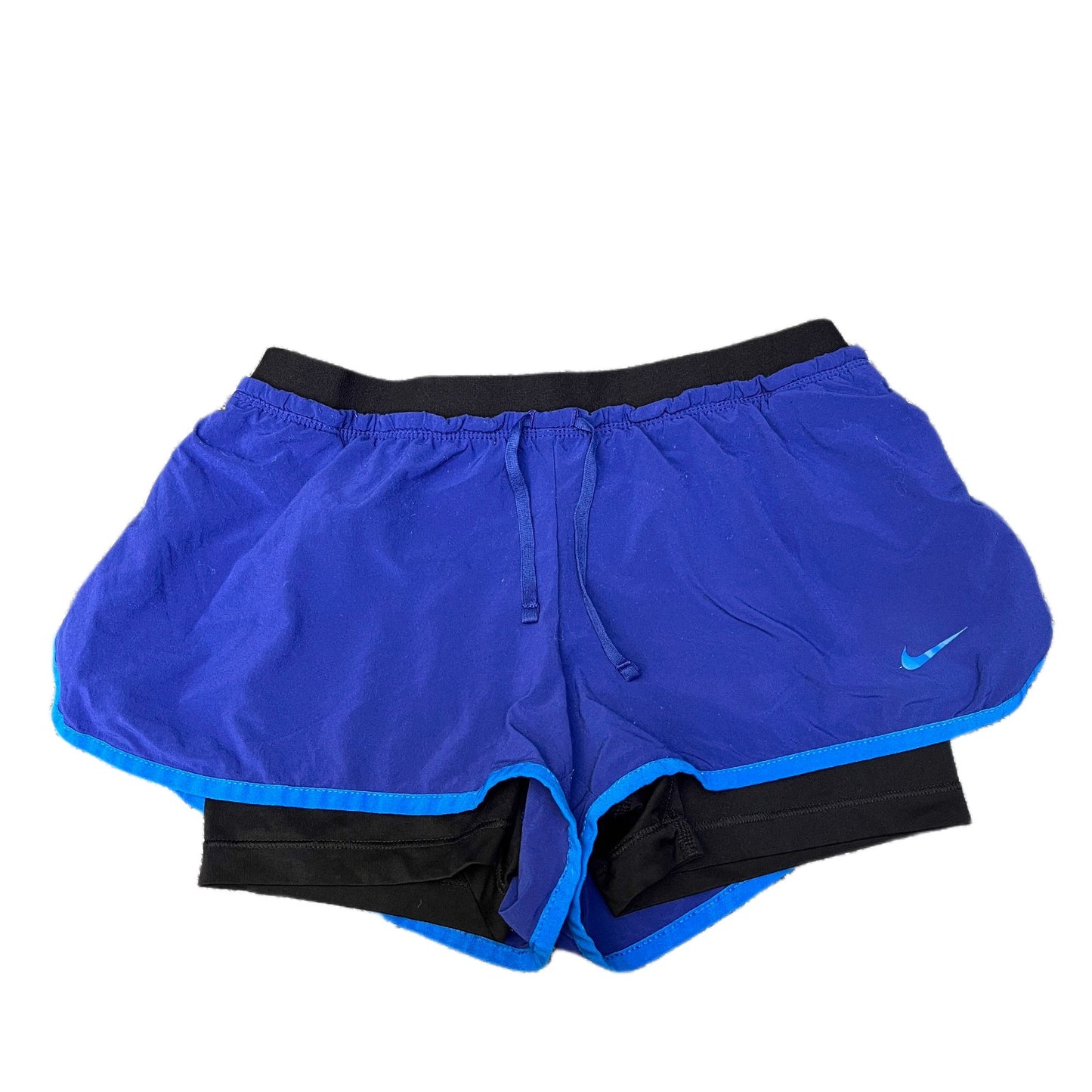 Nike 2-in-1 Training Shorts Fits as Womens S 25" Waist Purple Black Dolphin Hem