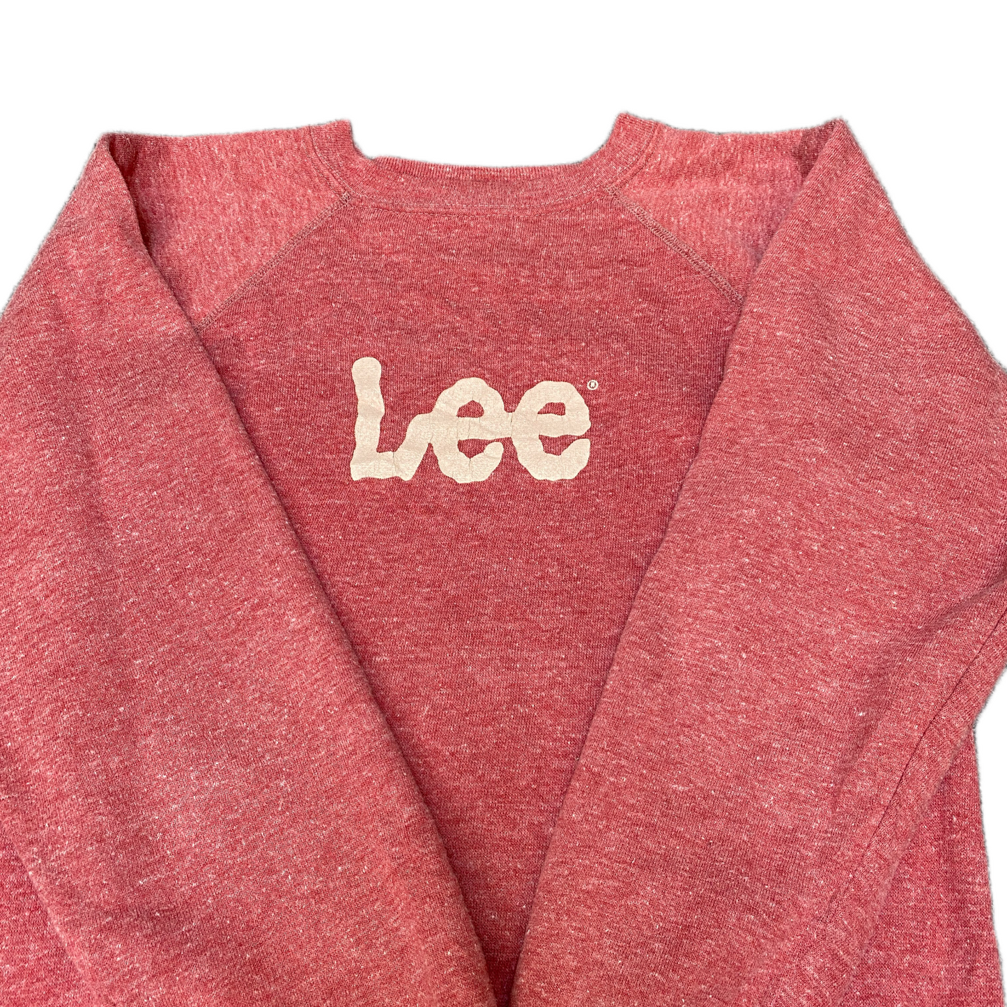 Lee Sweatshirt Womens Small Pink Fleece Lined Spellout Logo Crew Neck Pullover