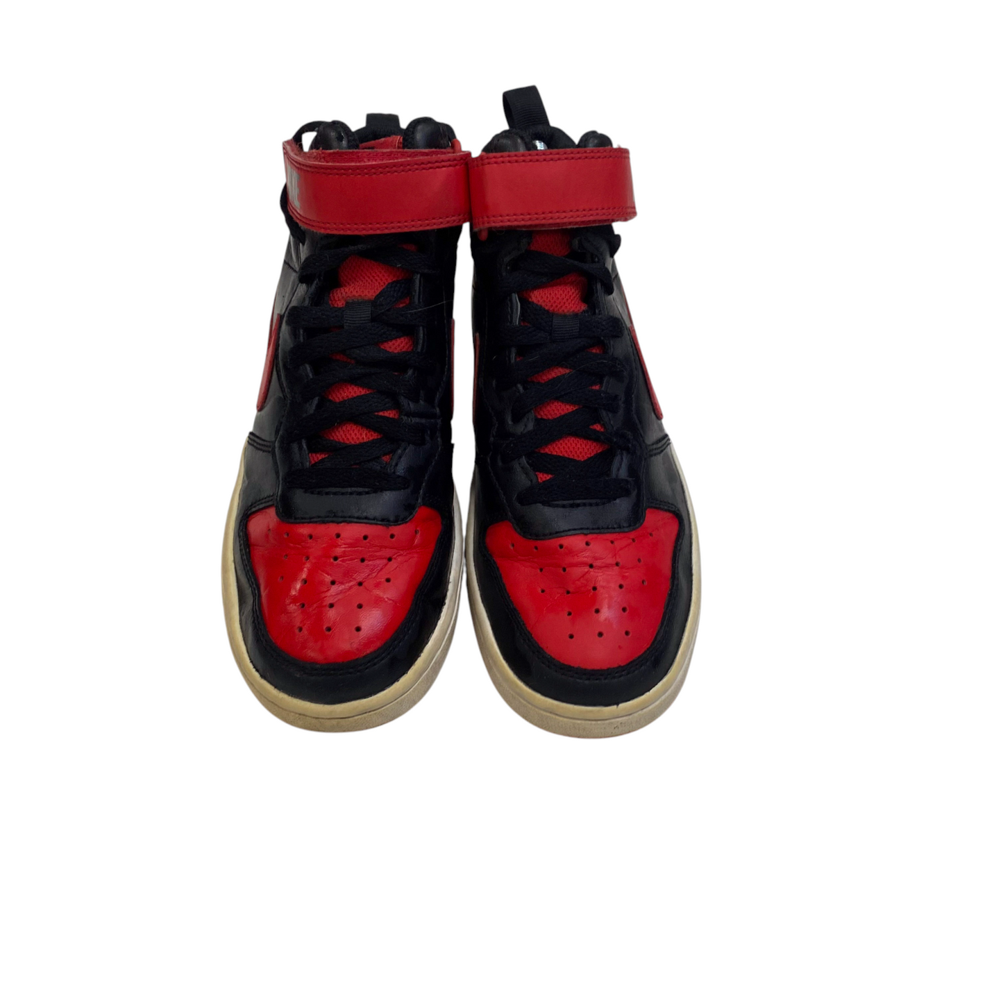 Nike Court Borough Mid 2 Basketball Sneakers Boys UK Sz 4.5 Black Red University