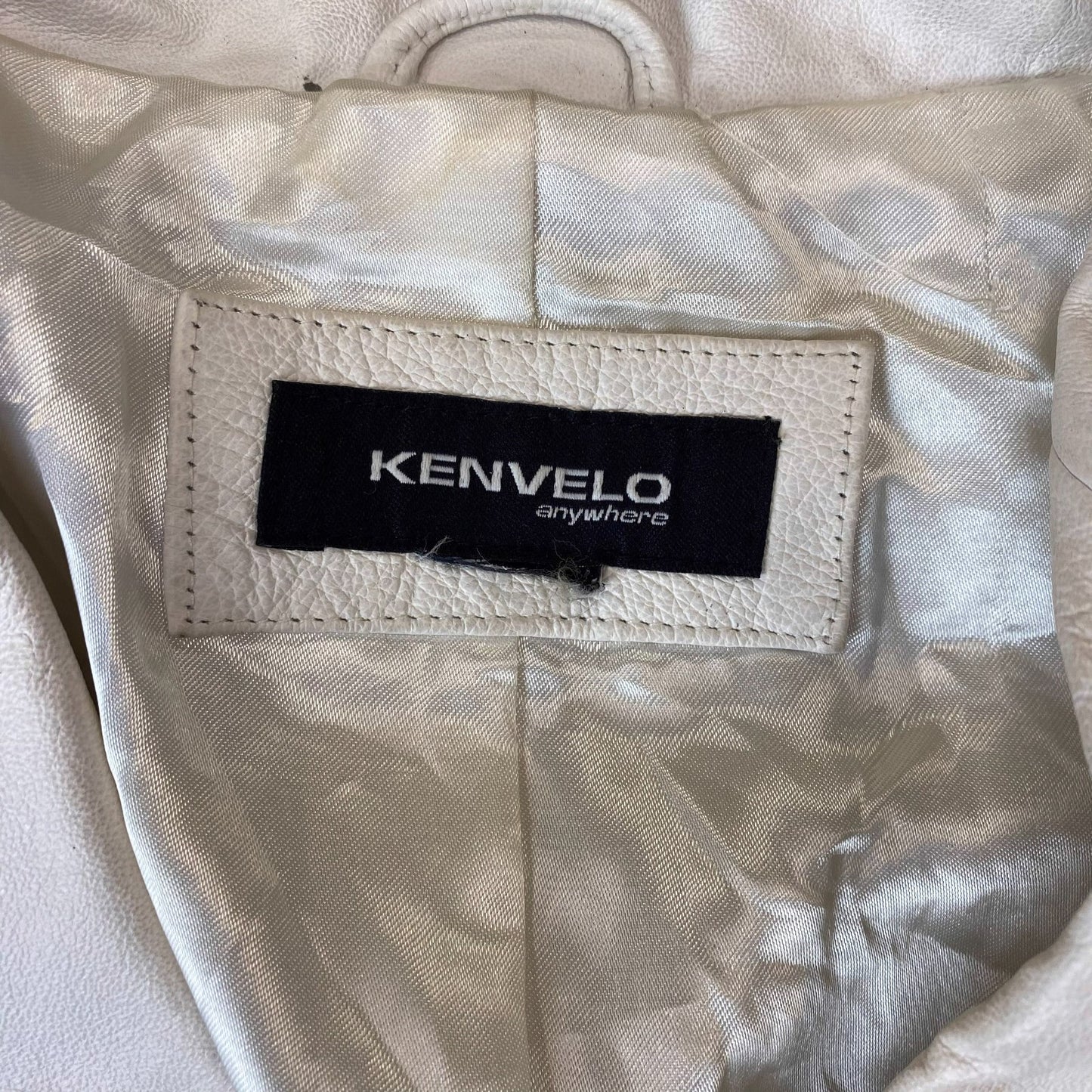 Kenvelo Blazer Jacket Womens Medium White Leather Long Sleeve Button Front