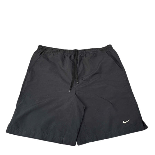 Nike Running Shorts Mens L 35" Waist Black Swoosh Logo Athletic Gym Drawstring