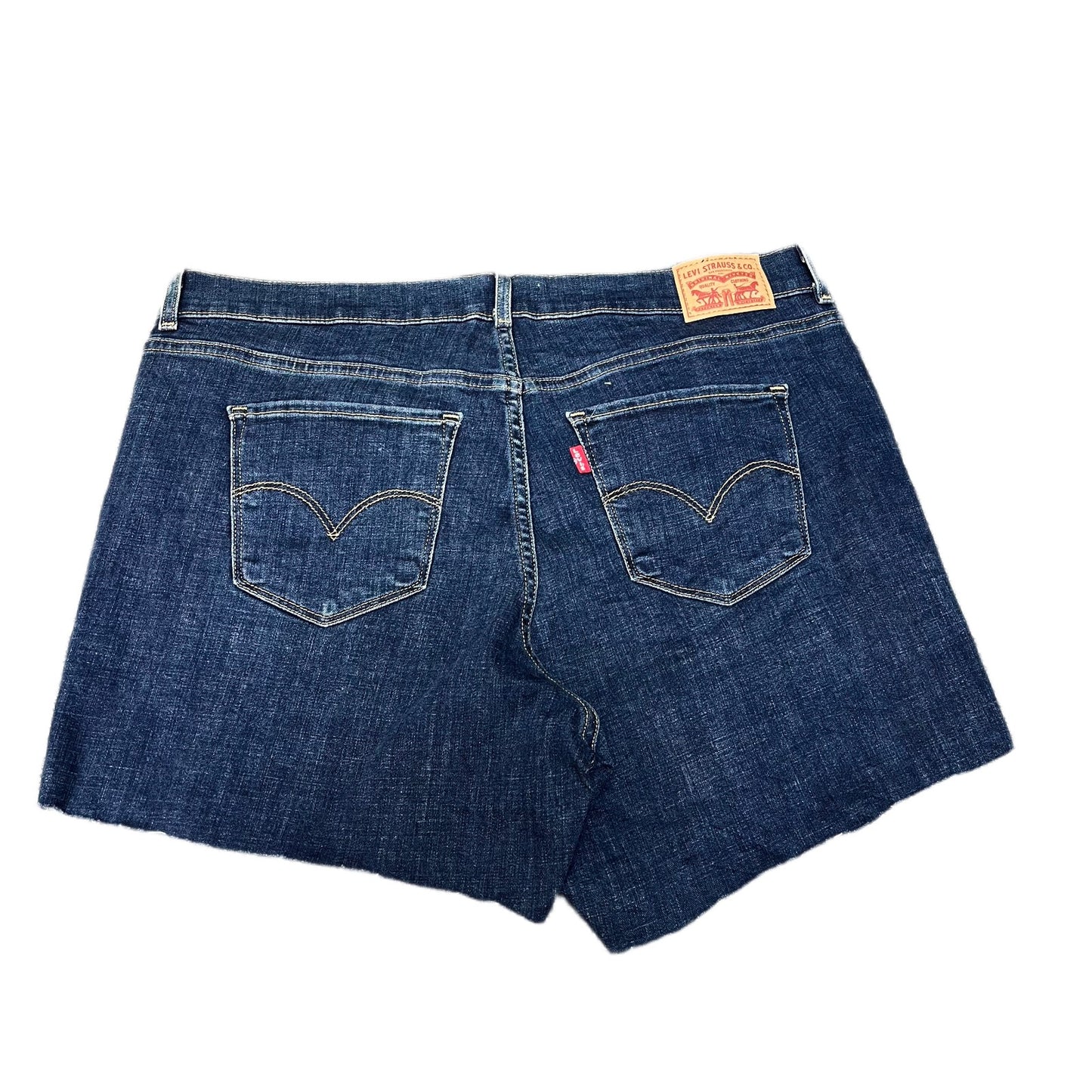Levi's Bermuda Shorts Fits as Womens 2XL 35" Waist Blue Denim Red Tab Frayed Hem