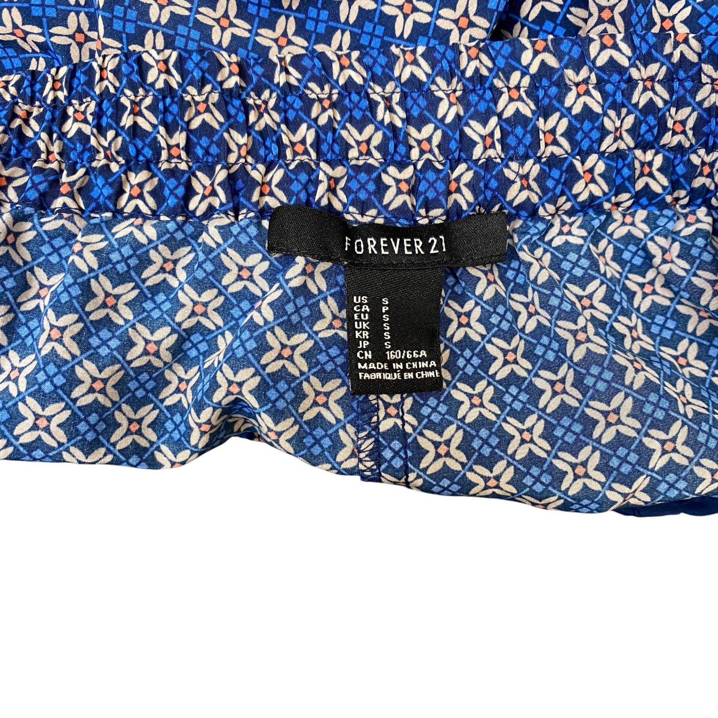 FOREVER 21 Sprinter Shorts Womens S Blue Floral Gym Running Elastic Waist