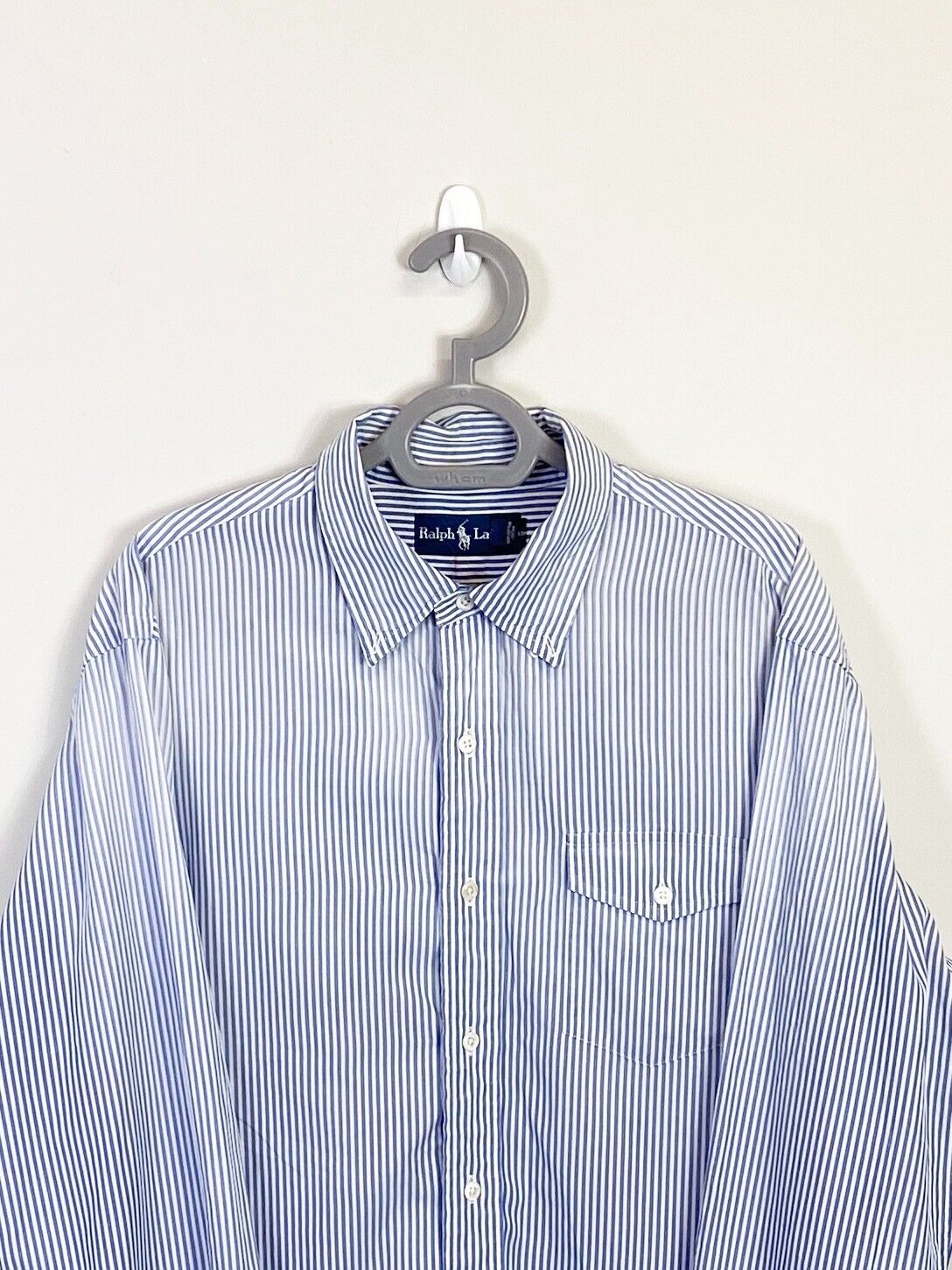 Ralph Lauren Shirt Mens Large Blue Striped Long Sleeve Collared Button Down