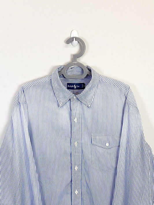 Ralph Lauren Shirt Mens Large Blue Striped Long Sleeve Collared Button Down