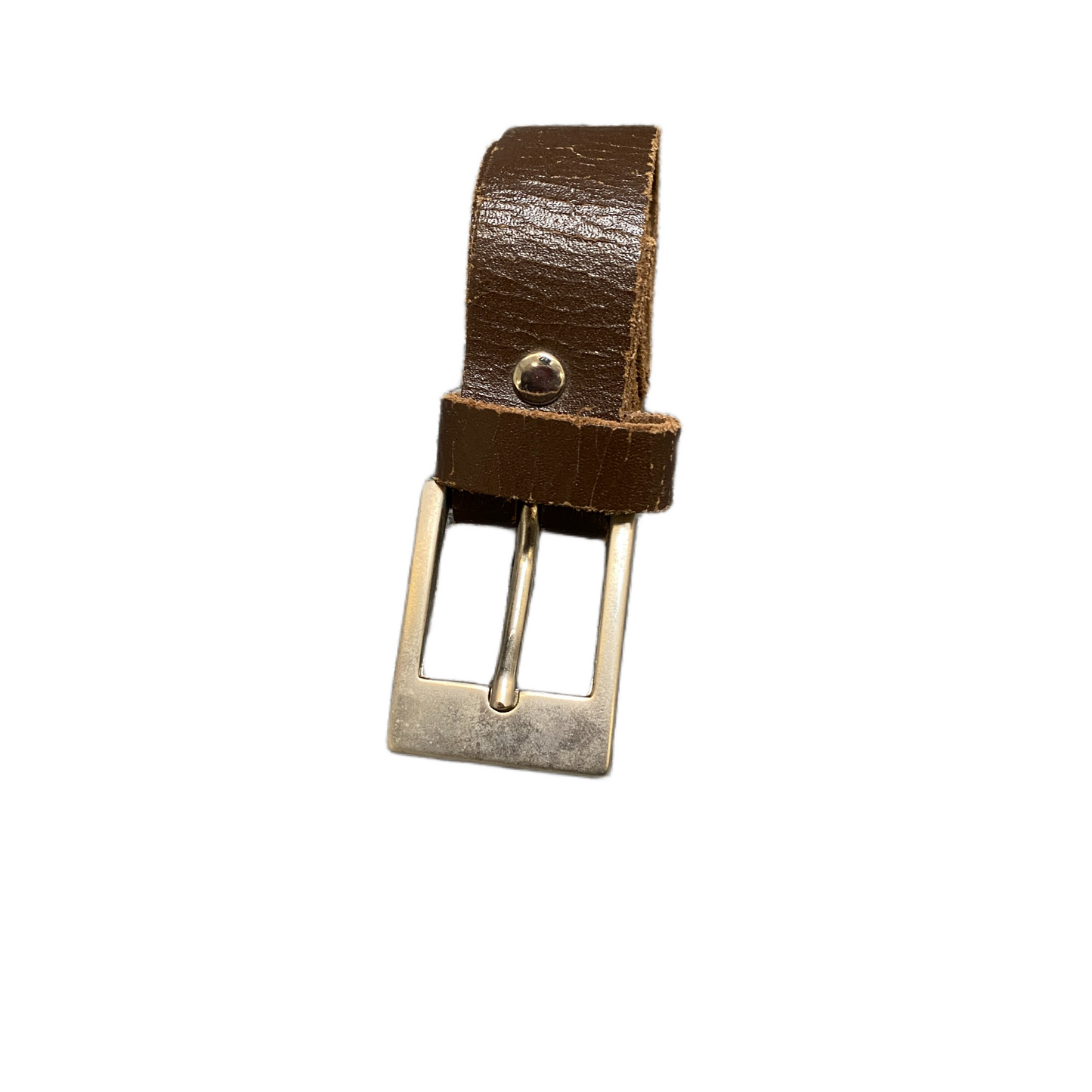 Mens Waist Belt Brown Leather Adjustable Stainless Steel Buckle Size 28.5 inches