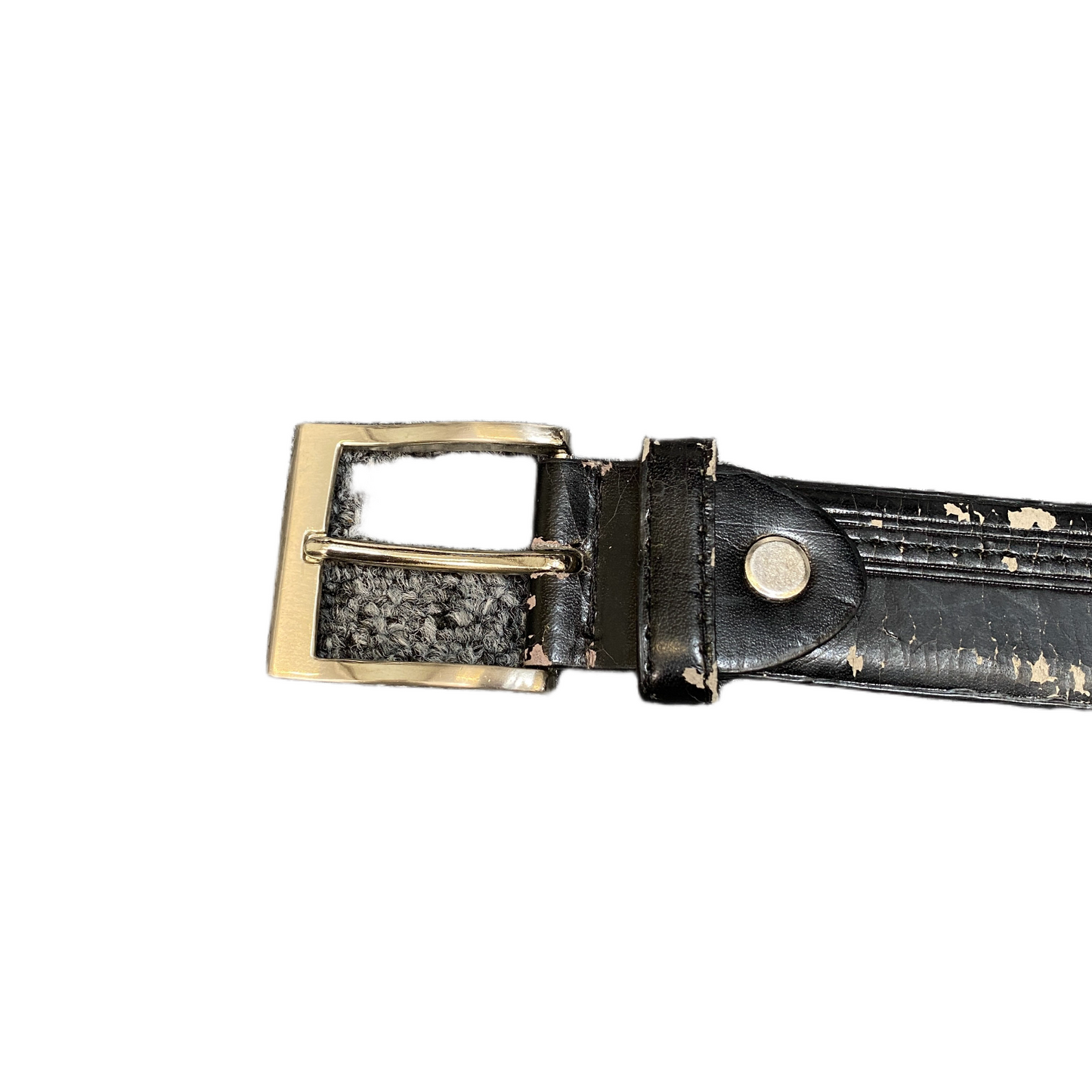 Waist Belt Mens Black Leather Adjustable Silver Pin Buckle 44.5 inches