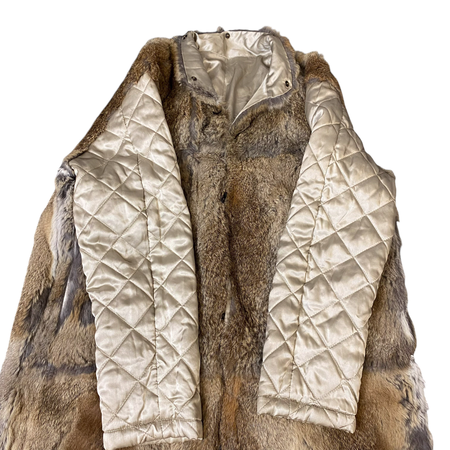 Women Faux Fur Coat Large Brown Fully Lined Cozy Warm Winter Quilted Snap Button