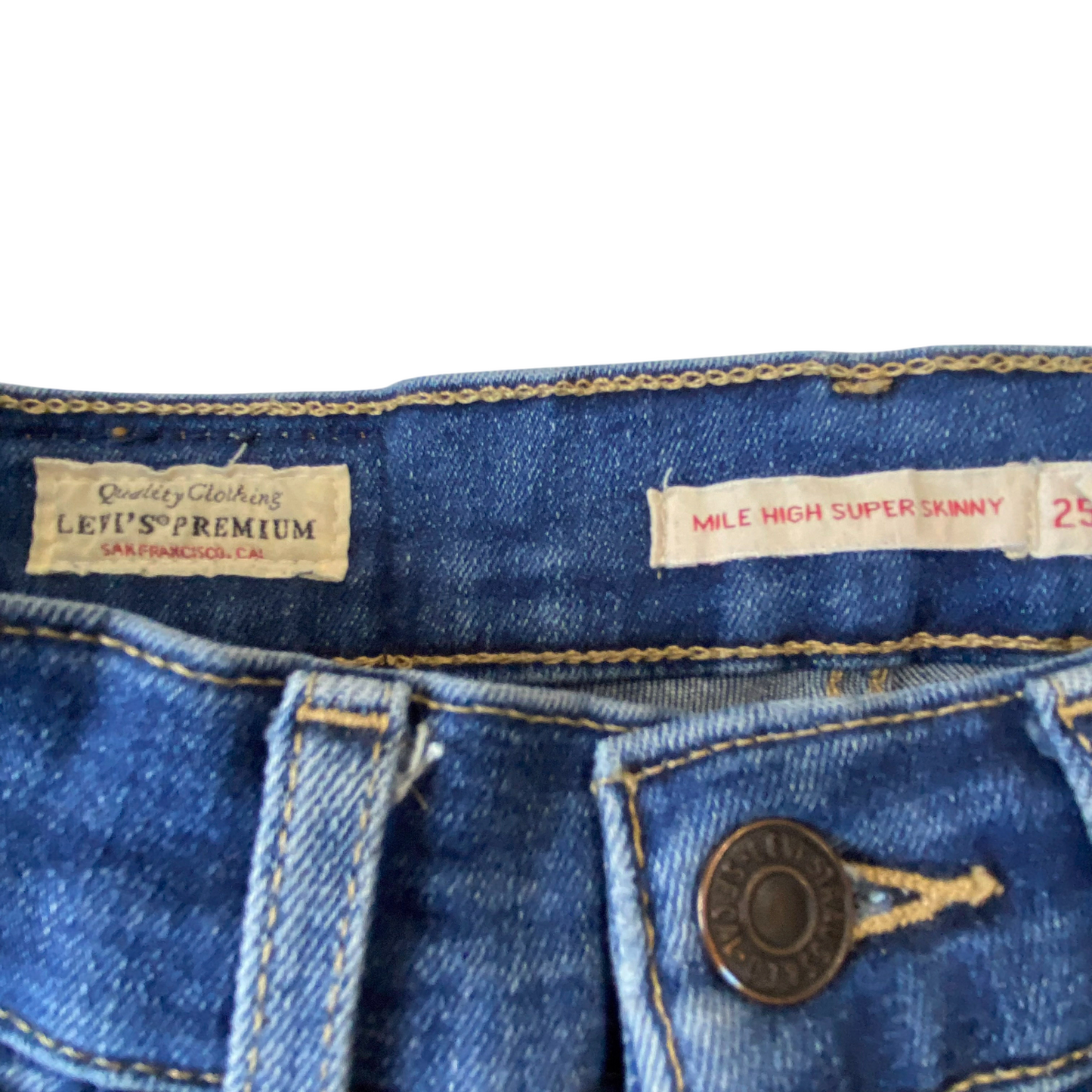 Levi's Jeans Womens Small W25 L28 Blue Denim Red Tab Mile High Rise Super Skinny