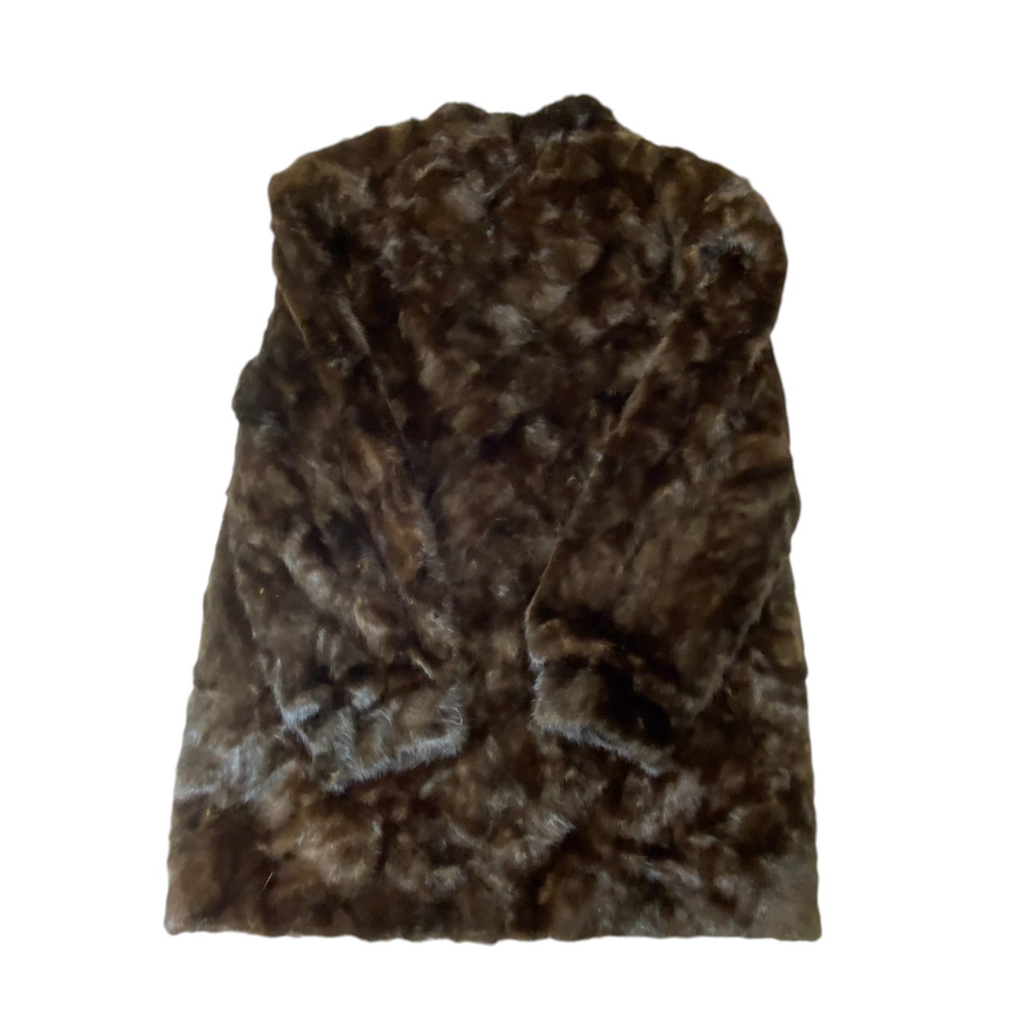 Jacket Womens Large Brown Mink Fur Long Sleeve Notch Collar Warm Outerwear