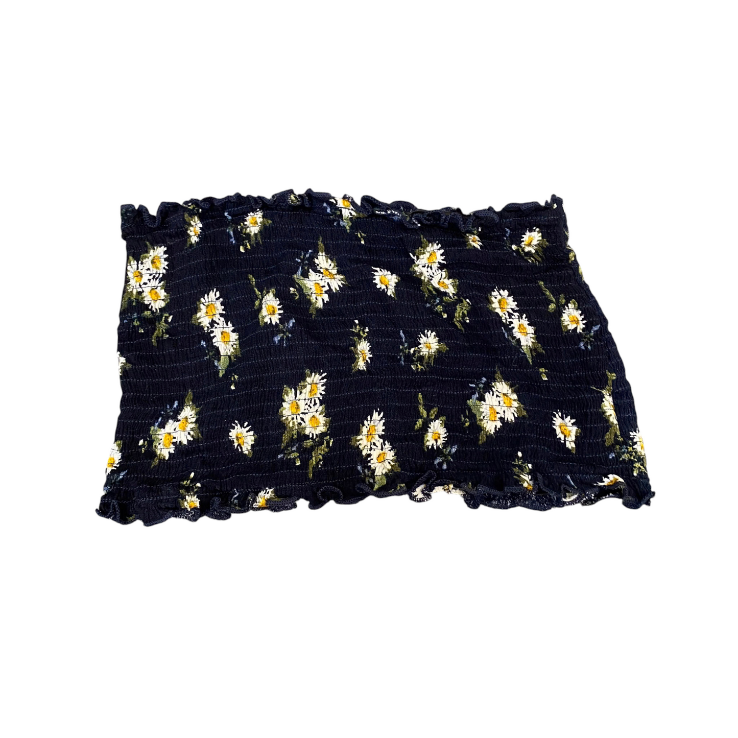 Shein Bandeau Top Womens M Blue Floral Smocked Strapless Casual Outdoor