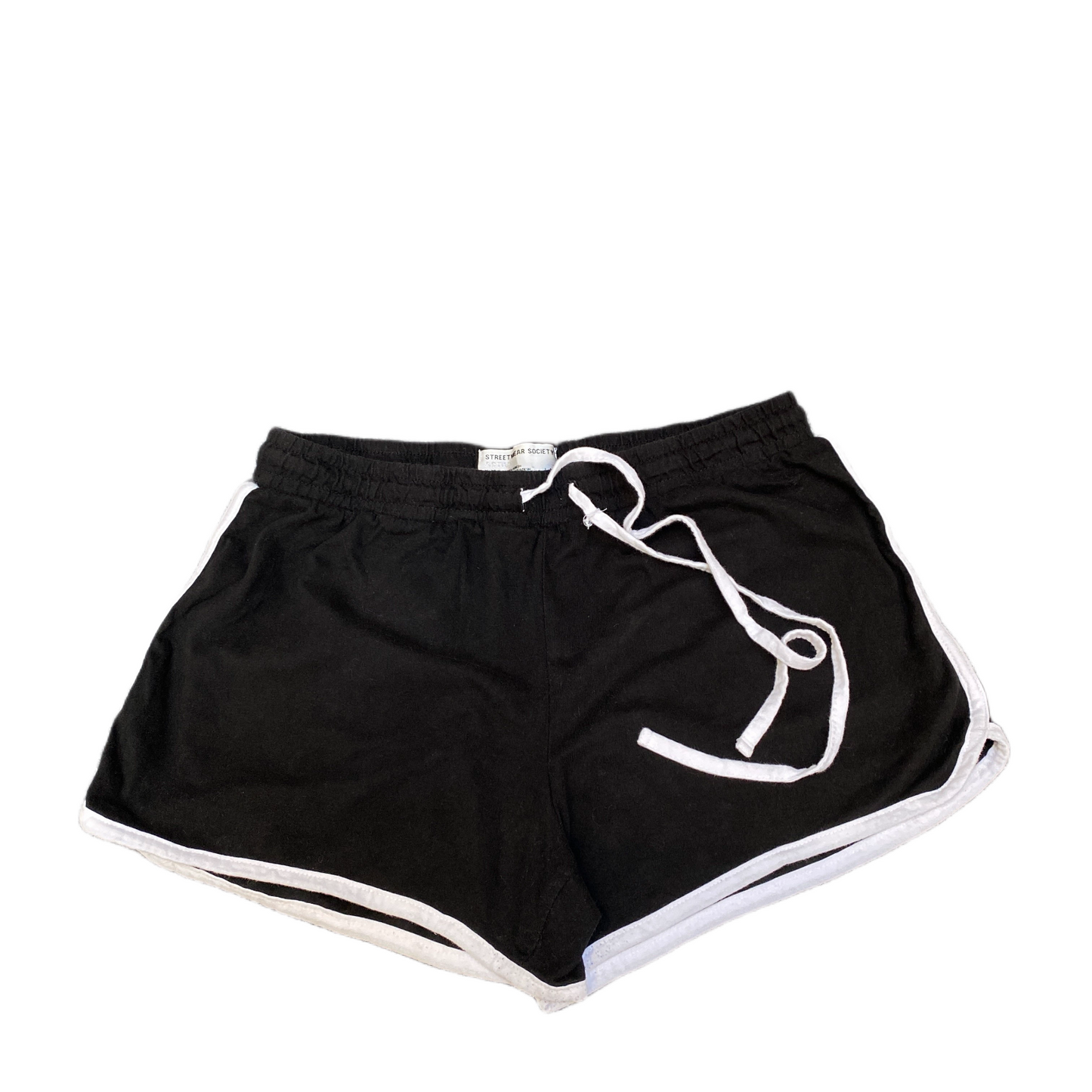 Running Sprinter Shorts Women L 30" Waist Black Athletic Gym Workout Dolphin Hem