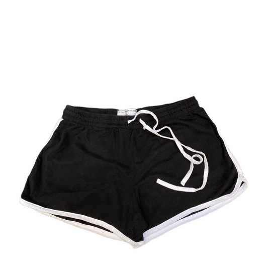 Running Sprinter Shorts Women L 30" Waist Black Athletic Gym Workout Dolphin Hem