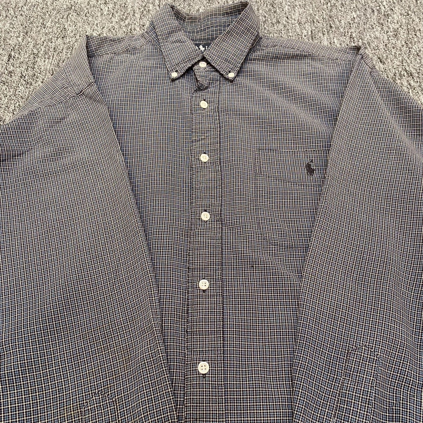 Ralph Lauren Big Shirt Mens L Multi Check Long Sleeve Pony Logo Button Down