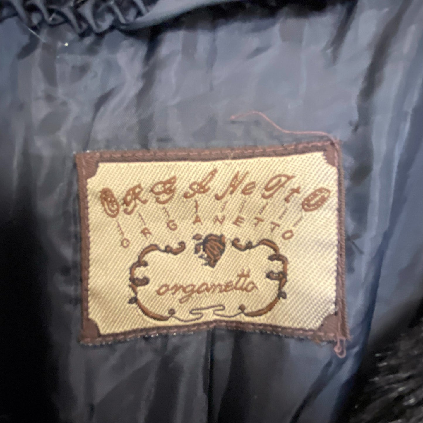 Organetto Coat Womens Large Black Faux Fur Notch Collar Long Sleeve Button Front