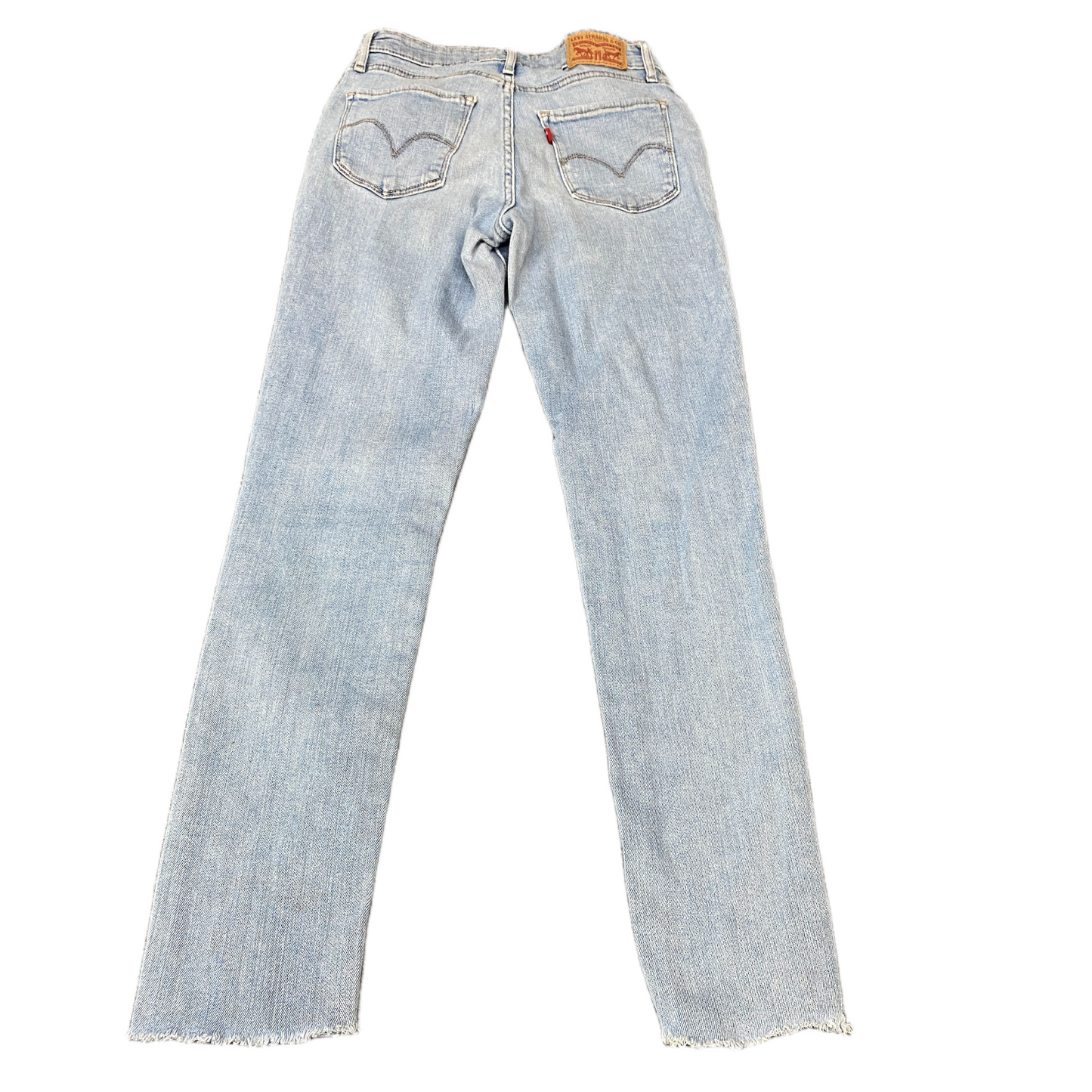 Levi's Jeans Fits as Women 24" Waist Blue Denim Raw Hem 721 High Rise Skinny Leg