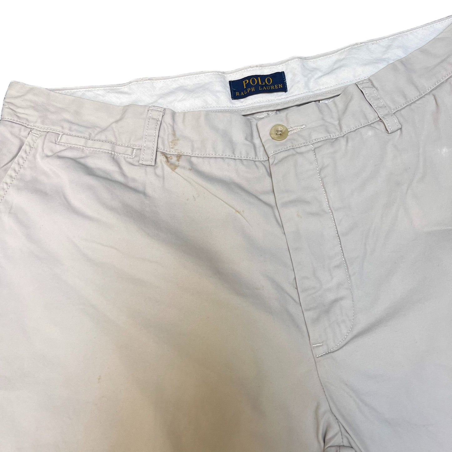 Polo Ralph Lauren Chino Shorts Fits as Mens X-Large 35" Waist Beige Flat Front