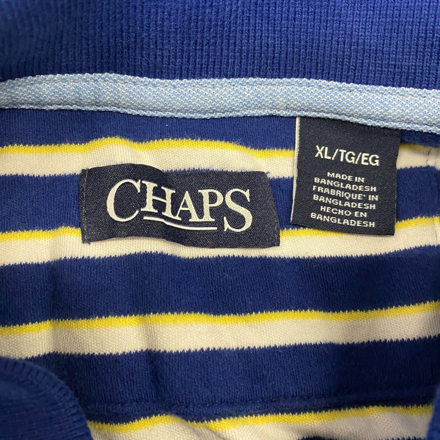 Chaps Polo Shirt Mens XL Multi Striped Short Sleeve Collared Side Slit Popover