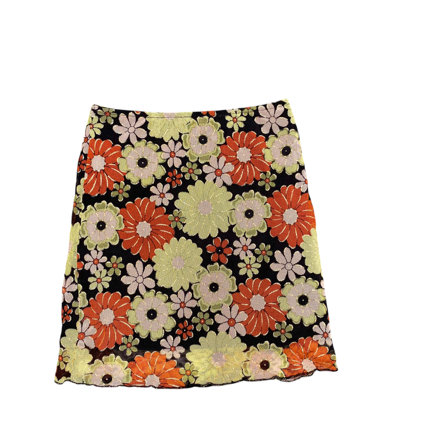 Mint Vanila Pencil Skirt Womens M Black Floral Flat Front Mini Outdoor Pull On