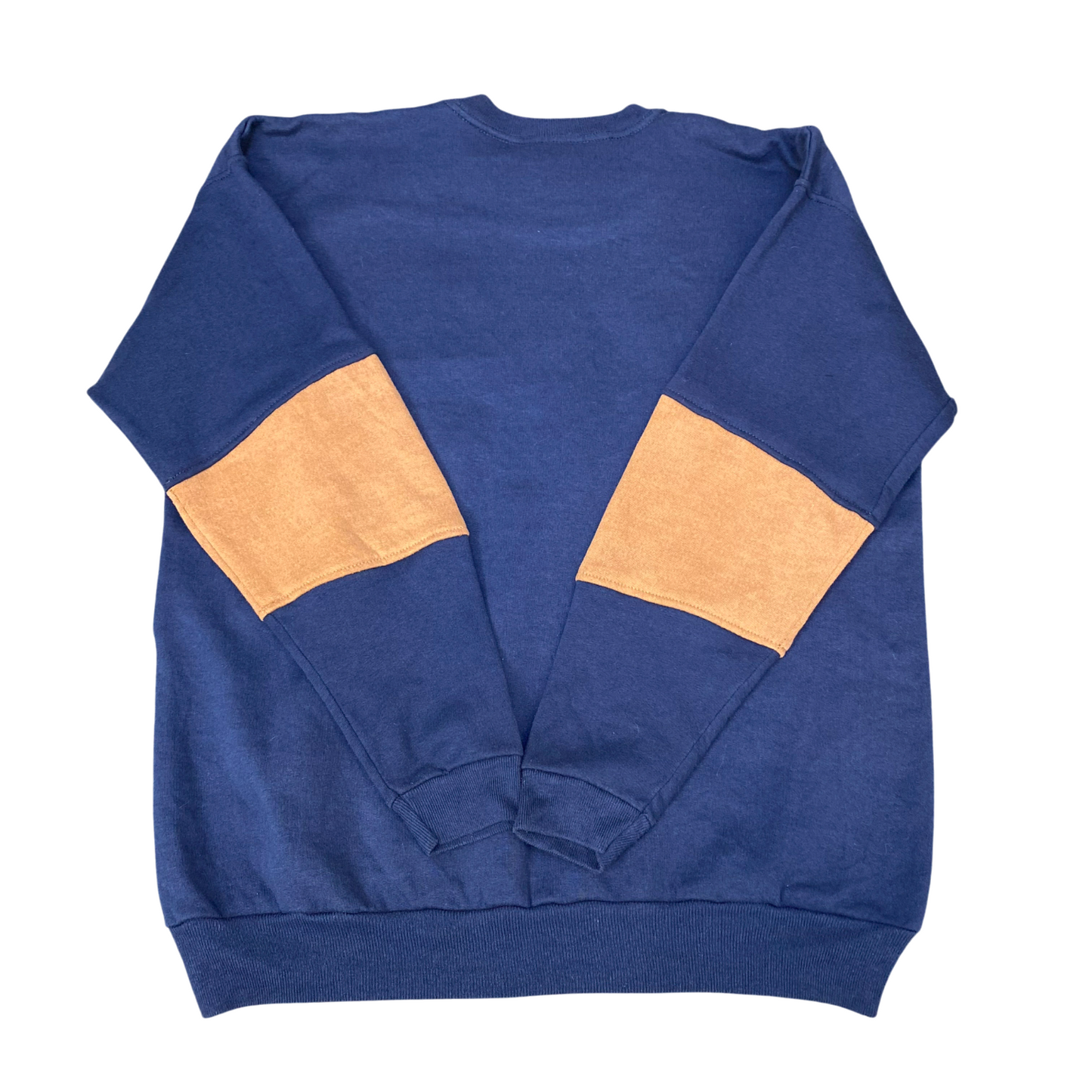 Nike Reworked Sweatshirt Mens Medium Blue Brown Embroidered Spell Out Logo