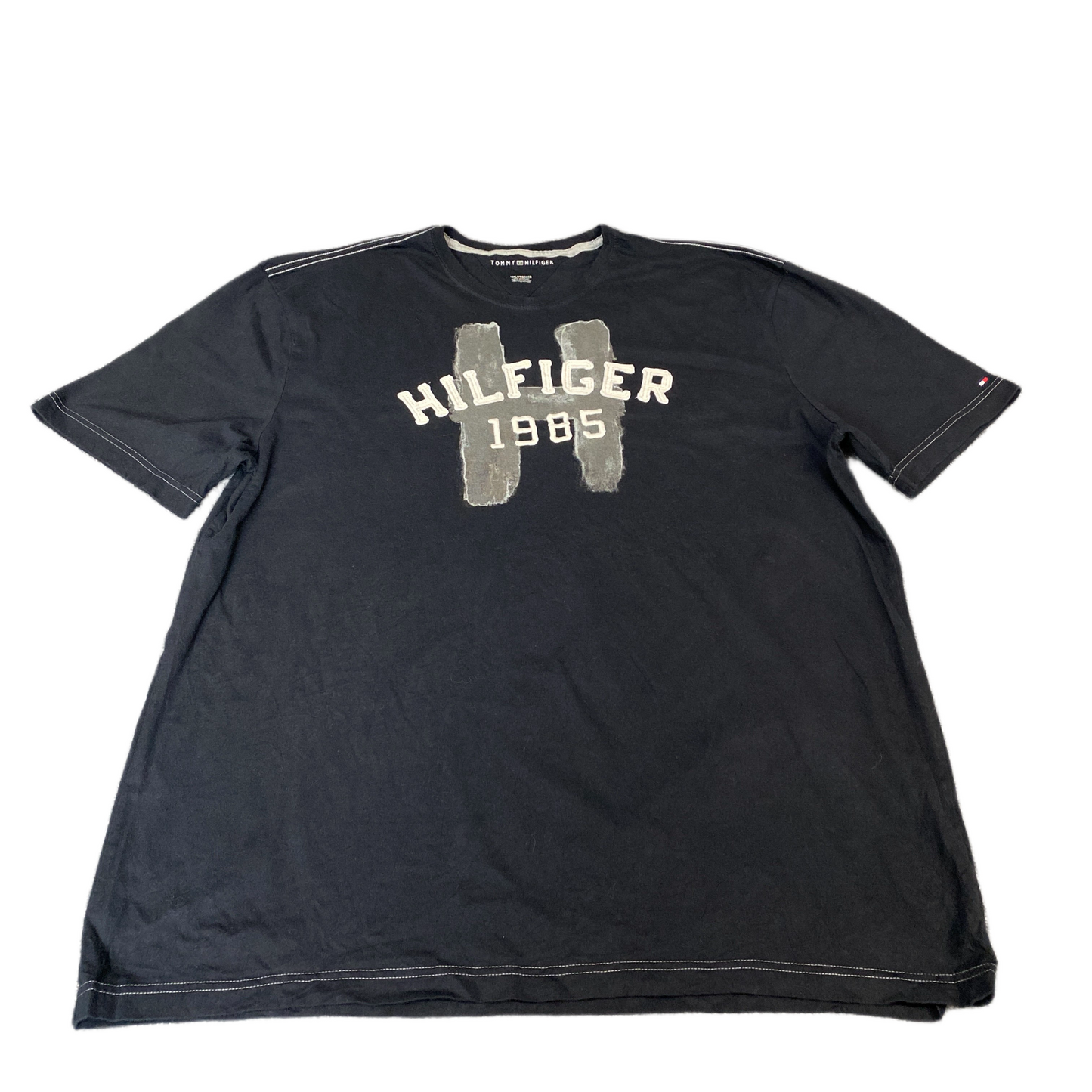 Tommy Hilfiger T-Shirt Womens 2XL Black Embroidered 1985 Lightweight Crew Neck