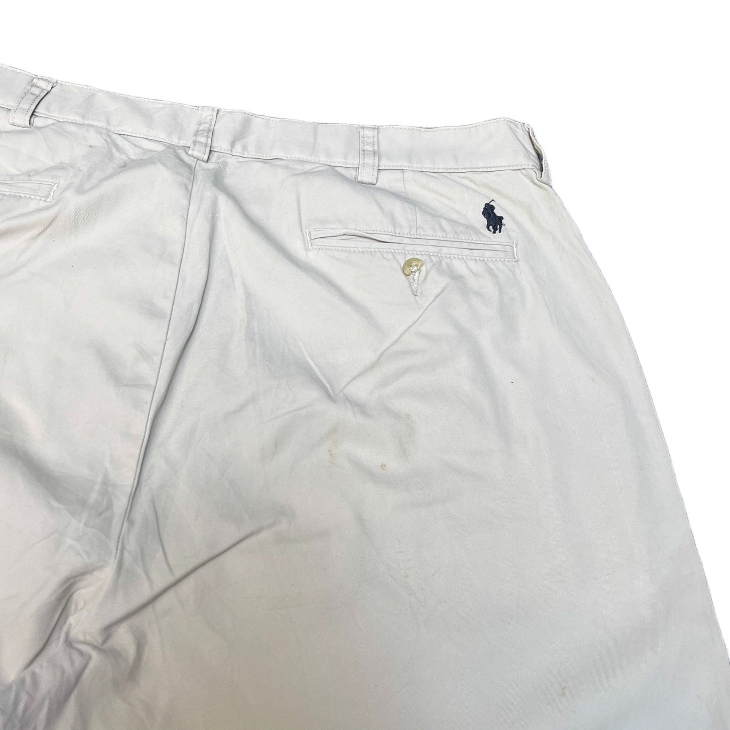 Vtg Polo Ralph Lauren Chino Shorts Fits as Mens XL 36" Waist Beige Flat Front