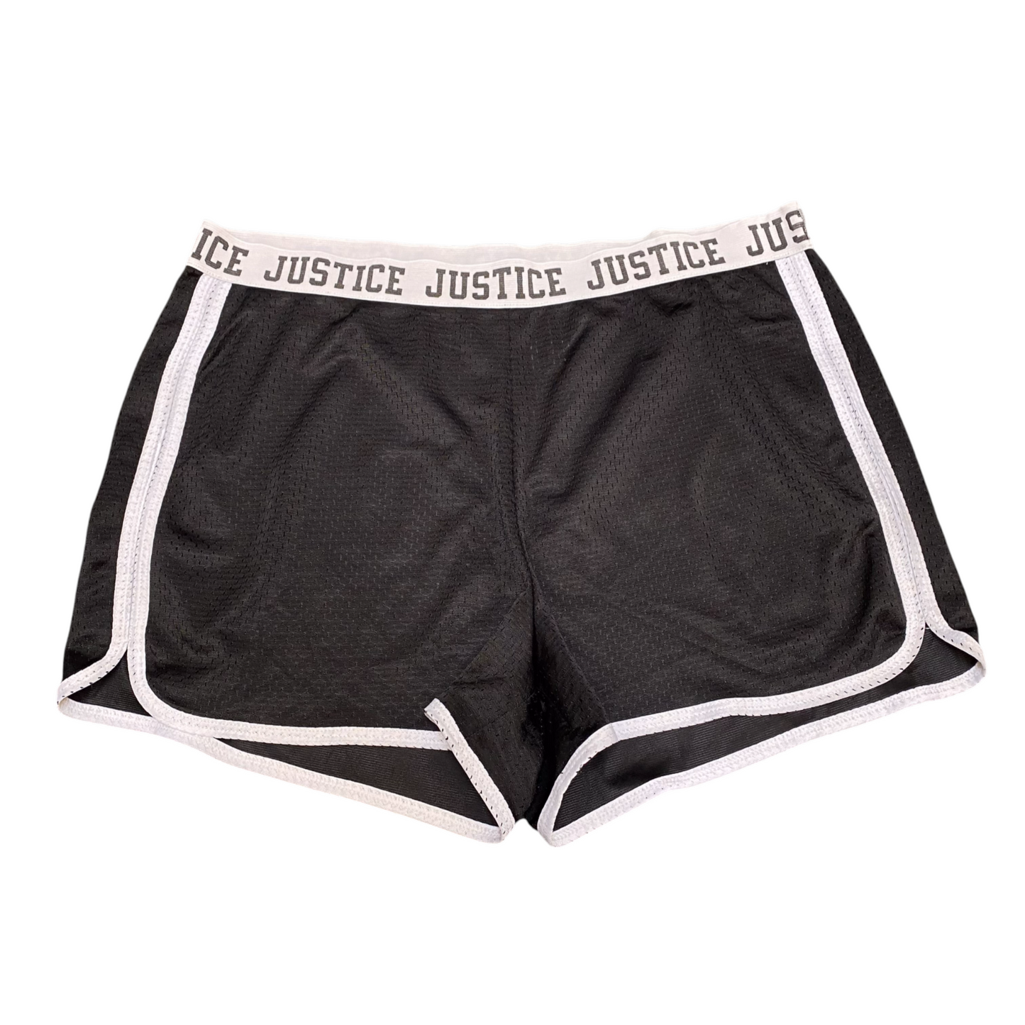Justice Running Sprinter Shorts Womens 33W Black Mesh Elastic Waist Dolphin Hem