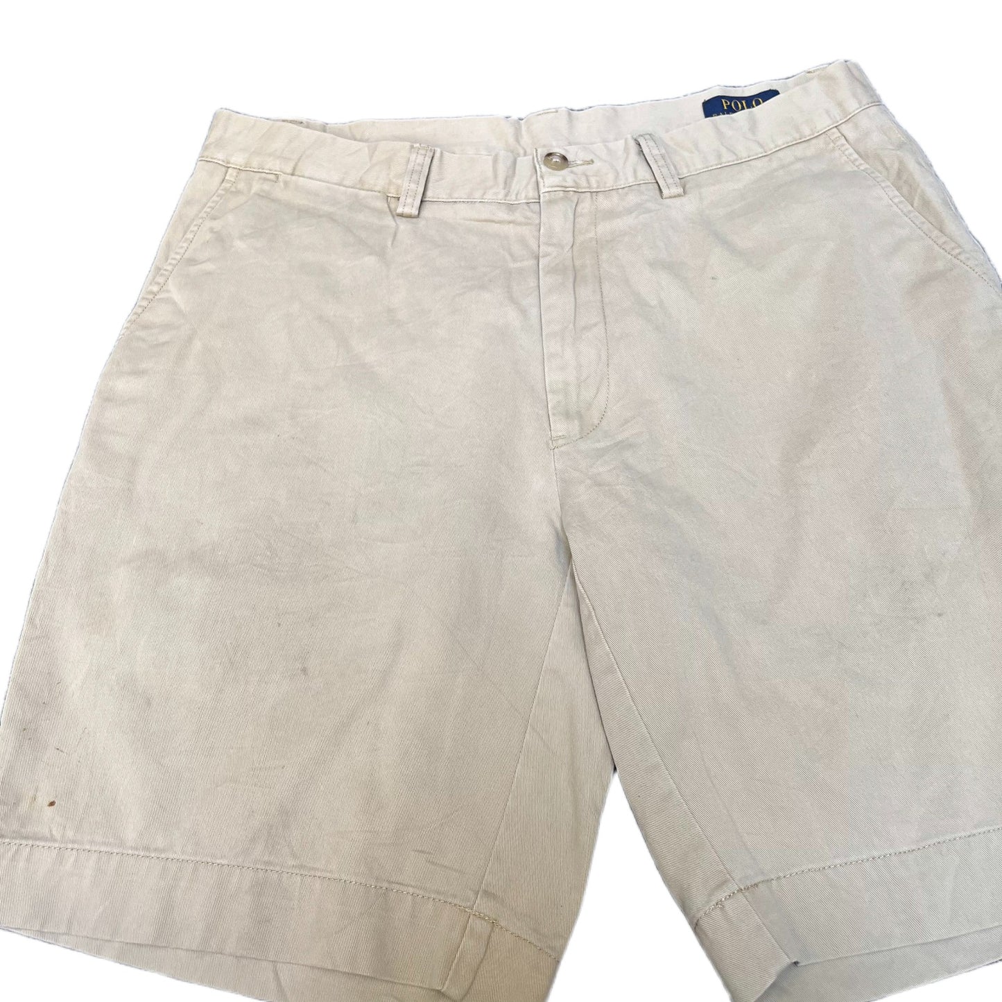 Polo Ralph Lauren Shorts Fits as Mens L 33" Waist Beige Slash Pocket Flat Front