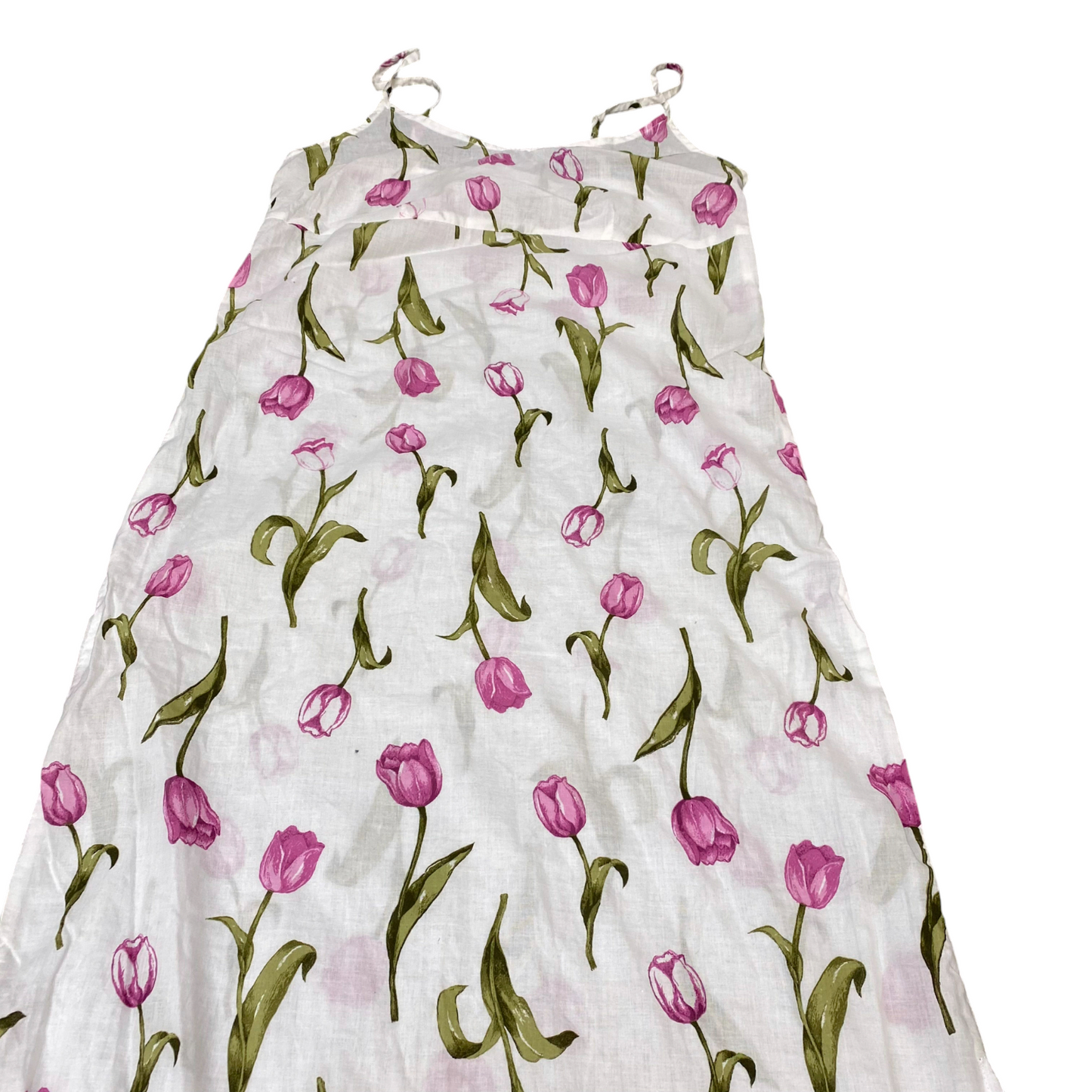 Coton Dor Shift Dress Womens S White Floral Round Neck Spaghetti Straps Pullover