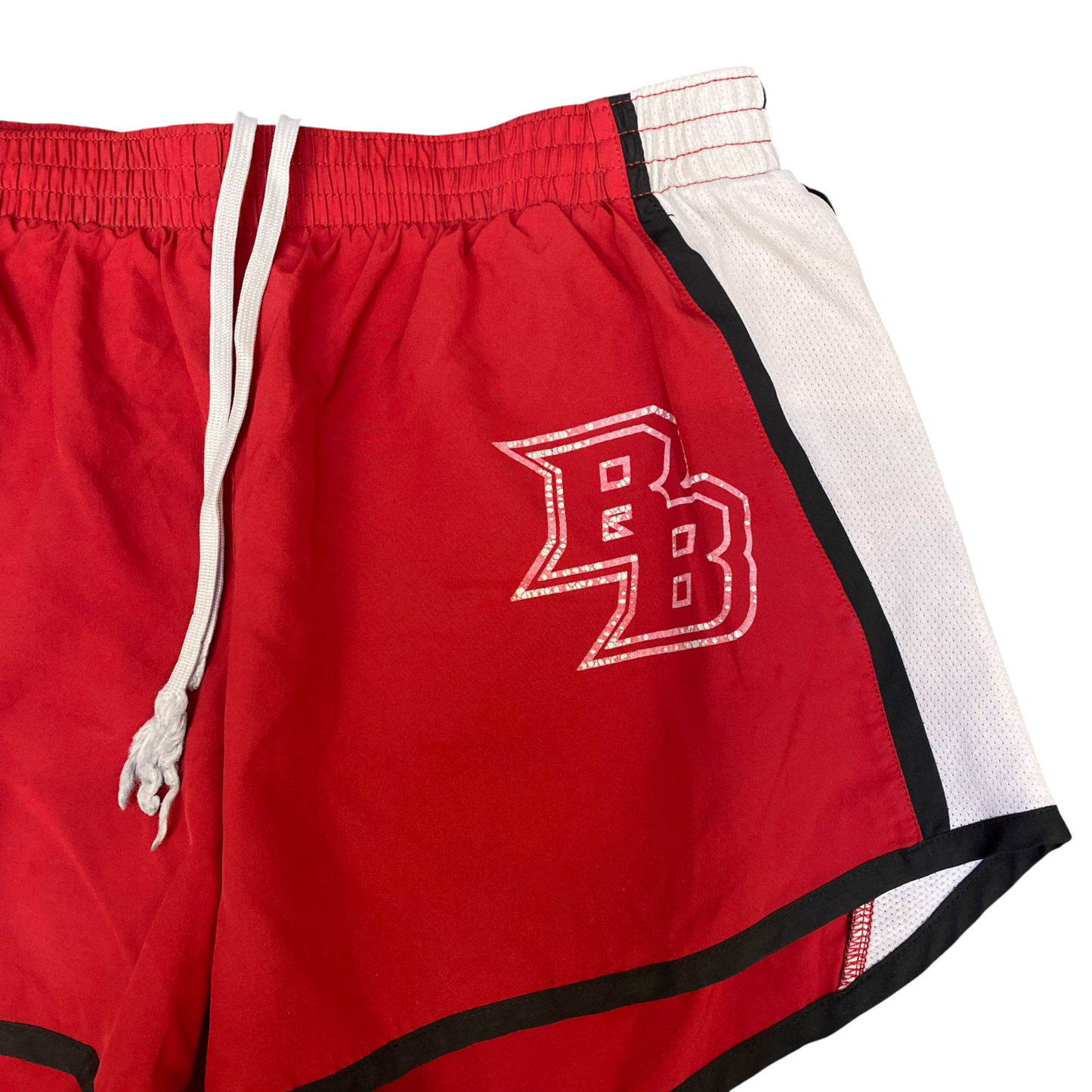 Running Sprinter Shorts Womens Medium Red White Mesh Athletic Fit Drawstring