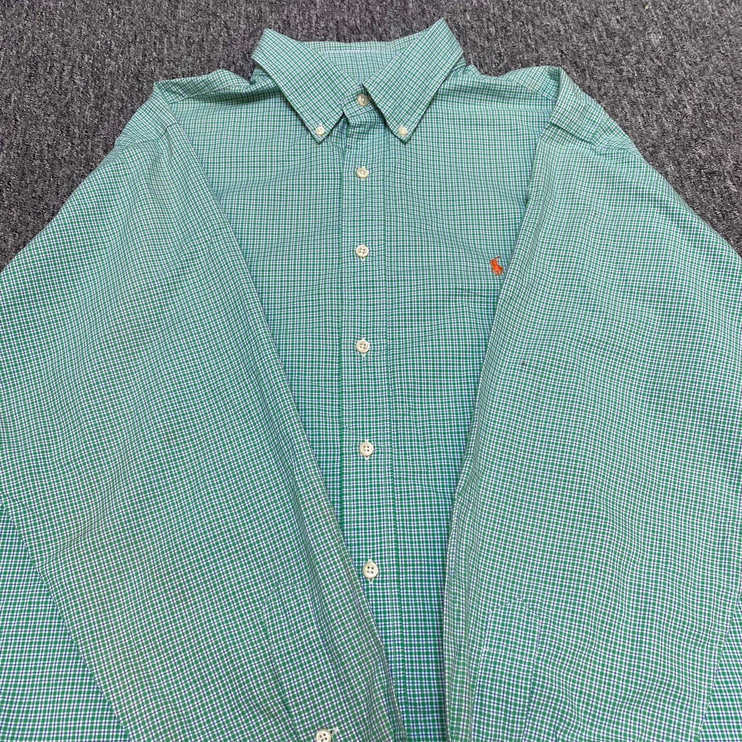 Ralph Lauren Formal Shirt Mens XL Green Checkered Classic Fit Logo Button Up