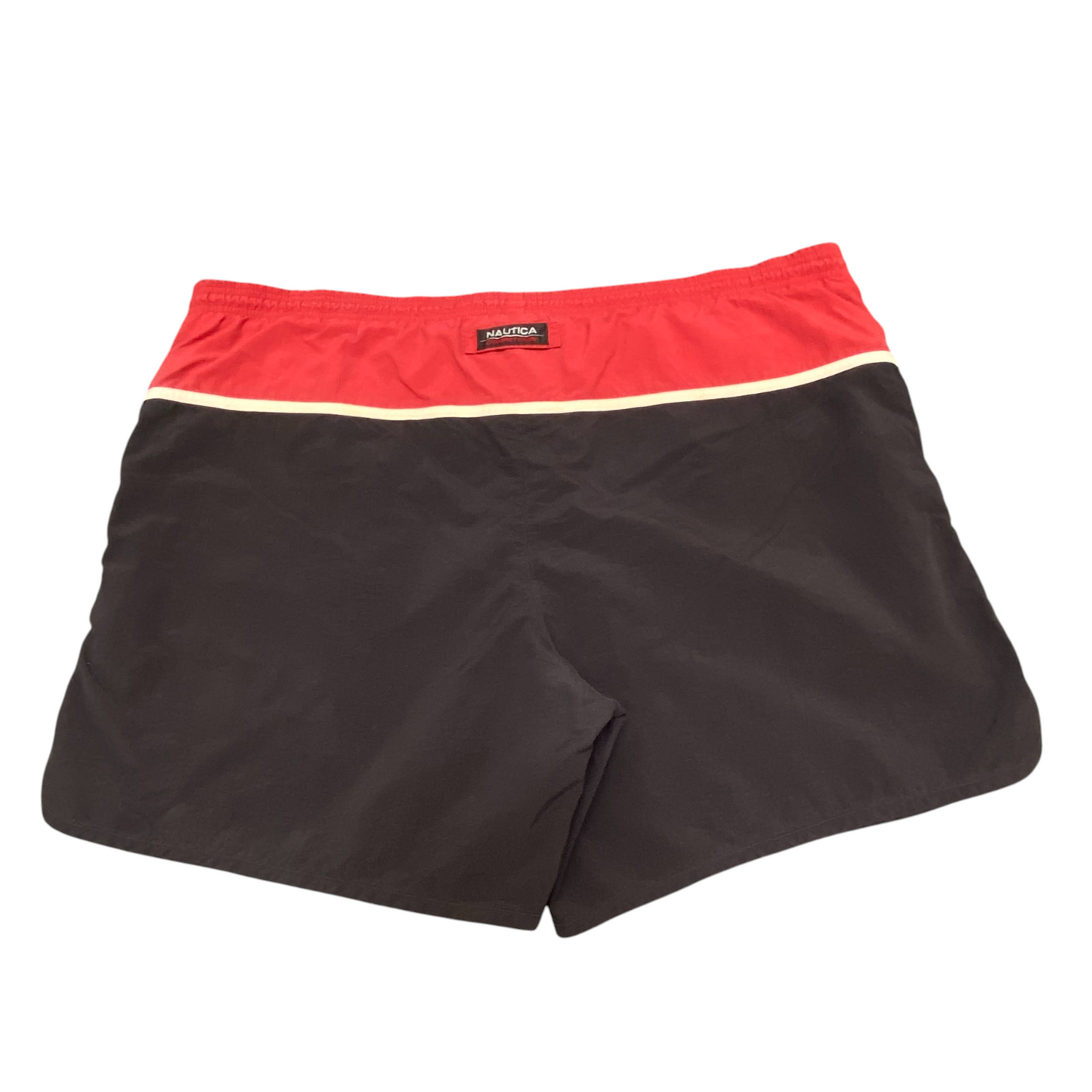 Nautica Competition Swim Trunks Shorts Men Large Black Red Mesh Lined Drawstring