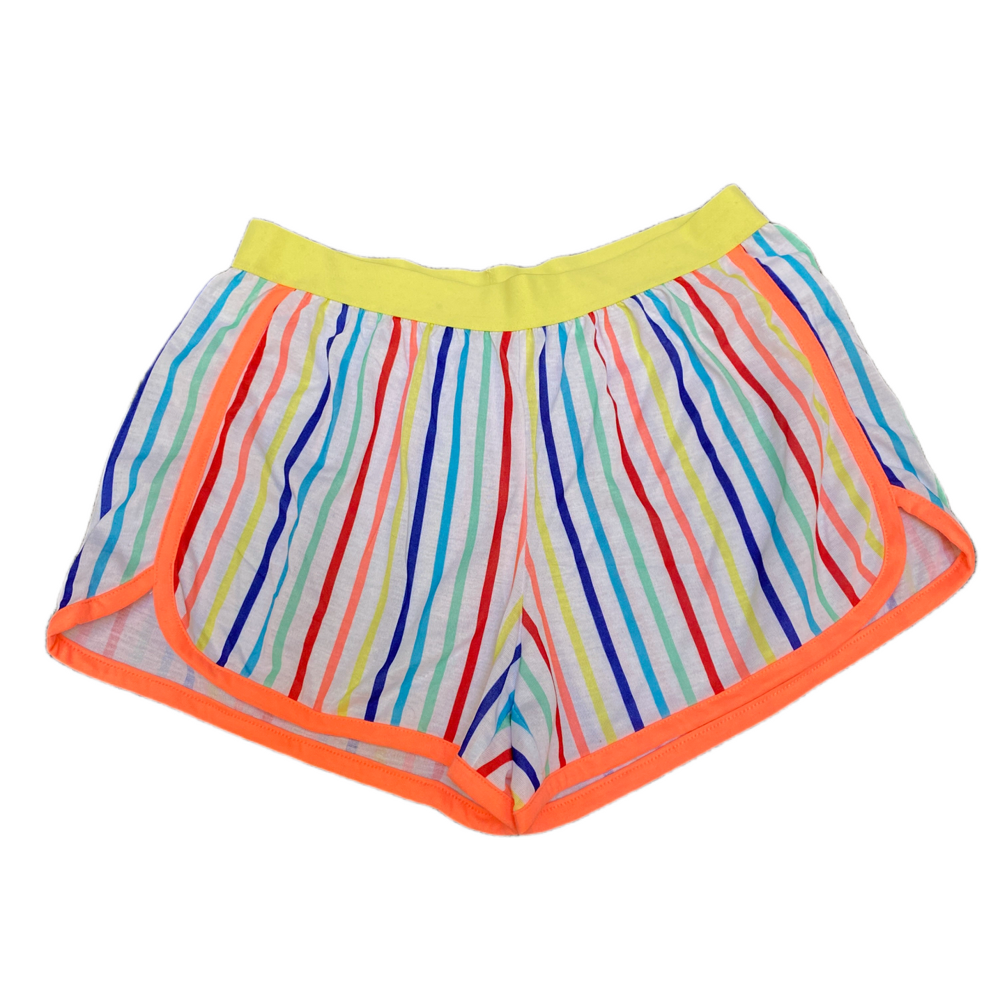 Running Sprinter Shorts Womens 2XL 26" Waist Multi Striped Athletic Dolphin Hem