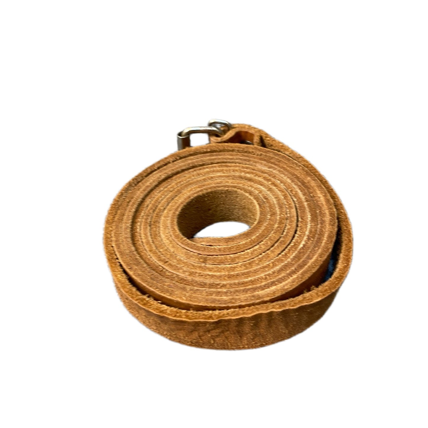 Waist Belt Mens Brown Leather Adjustable Roller Silver Pin Buckle 61.5 Inches