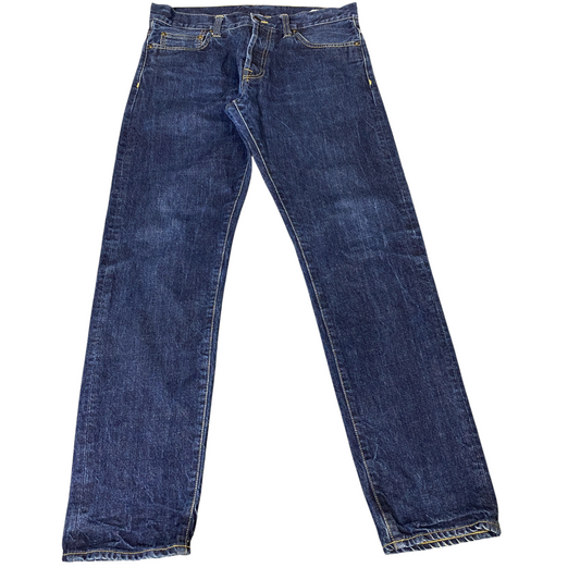 Carhartt Klondike Pant Jeans Men L Blue Denim 5 Pockets Regular Fit Straight Leg