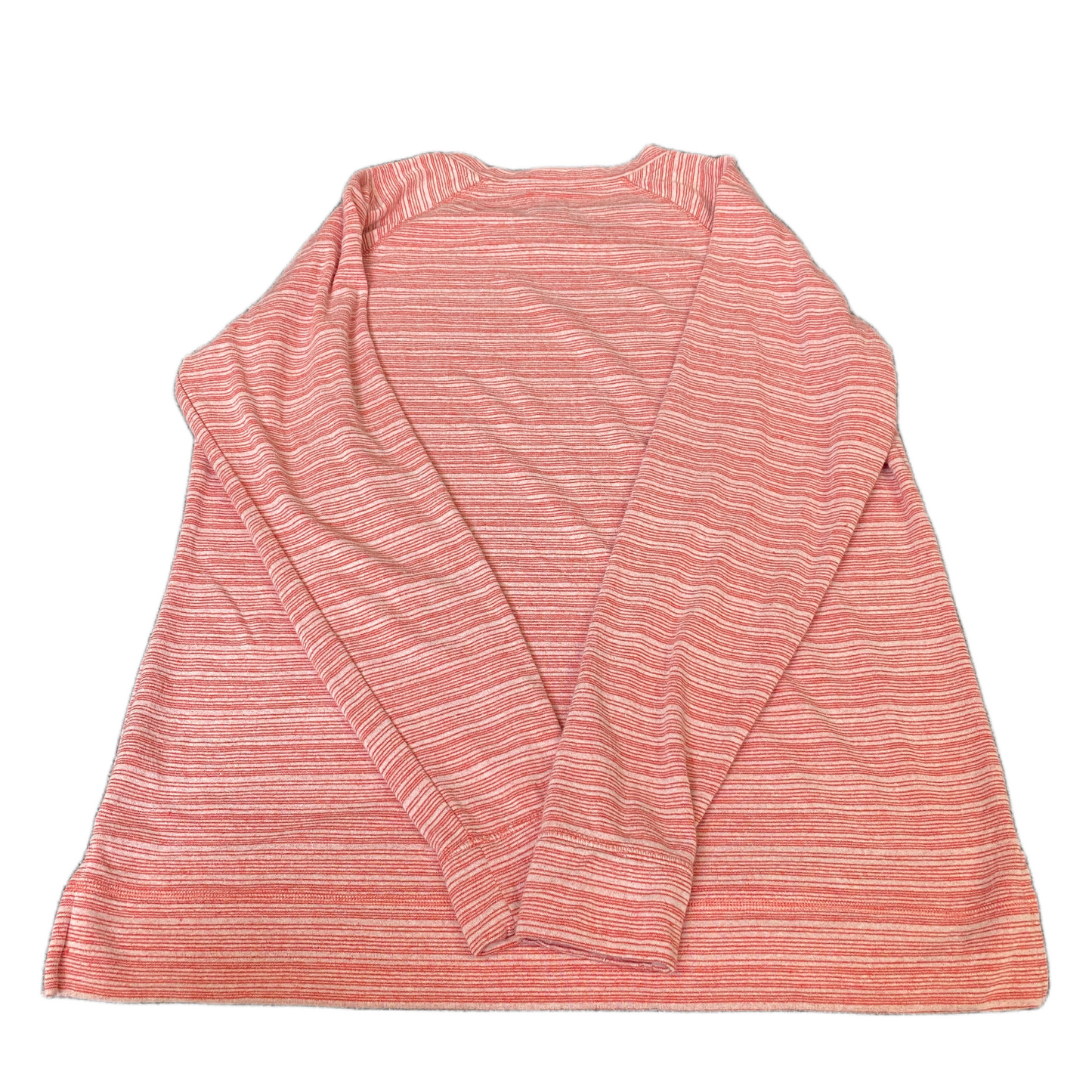 Champion Jumper Womens Large Coral Striped Long Sleeve Crew Neck High Low Slit