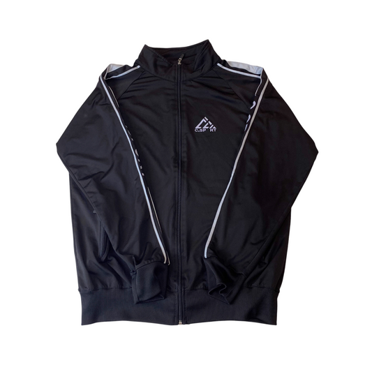 Carollina Sport Track Jacket Mens M Black Zipped Pockets Gym Training Full Zip