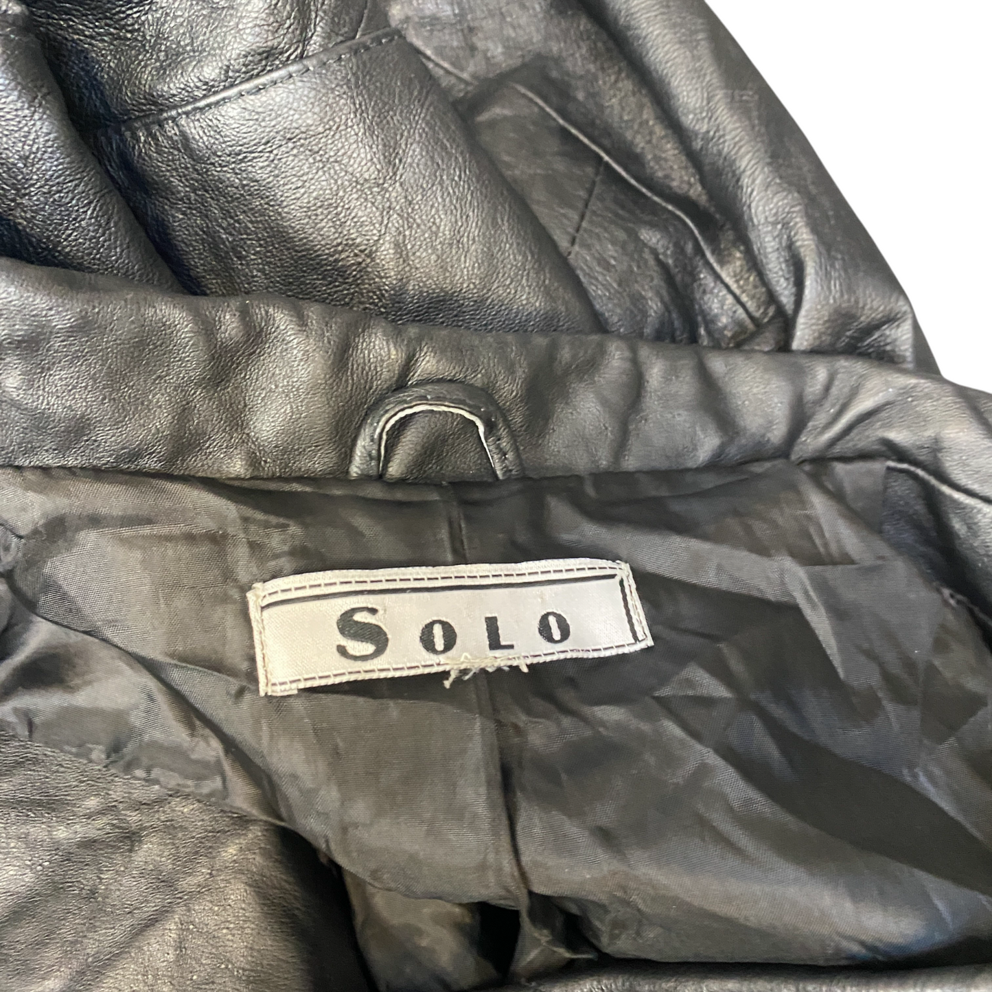 Solo Genuine Leather Blazer Jacket Womens M Black Notch Lapel Single Breasted