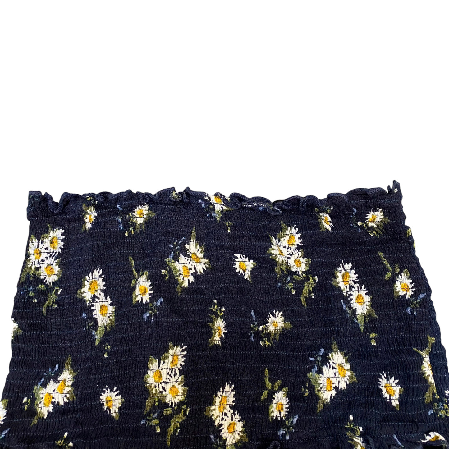 Shein Bandeau Top Womens M Blue Floral Smocked Strapless Casual Outdoor